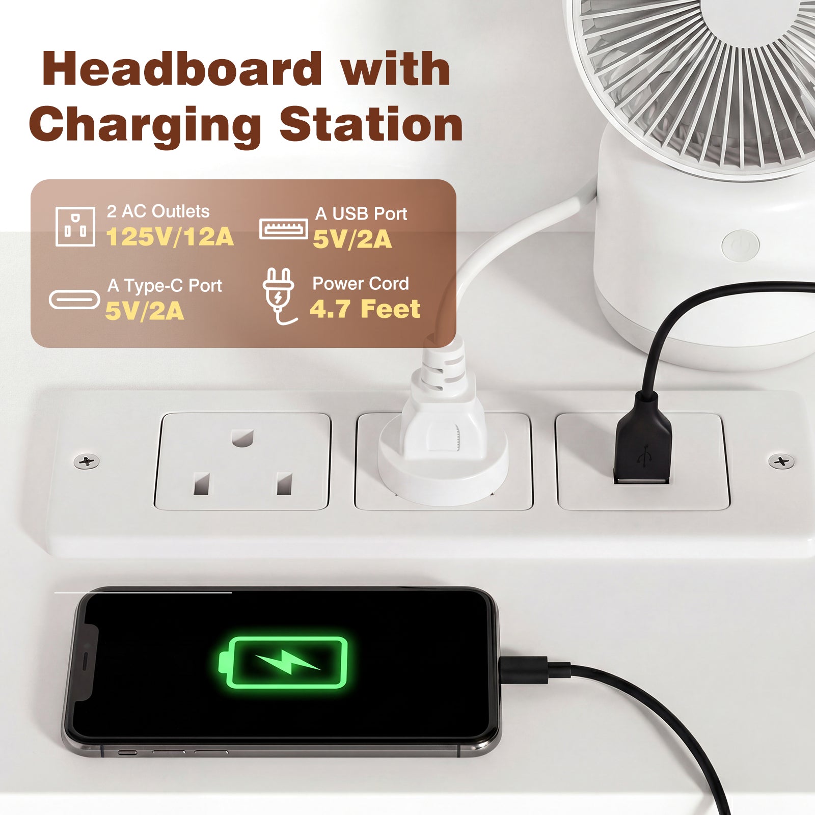 Advwin 63" Headboard w/ Extendable Storage Racks