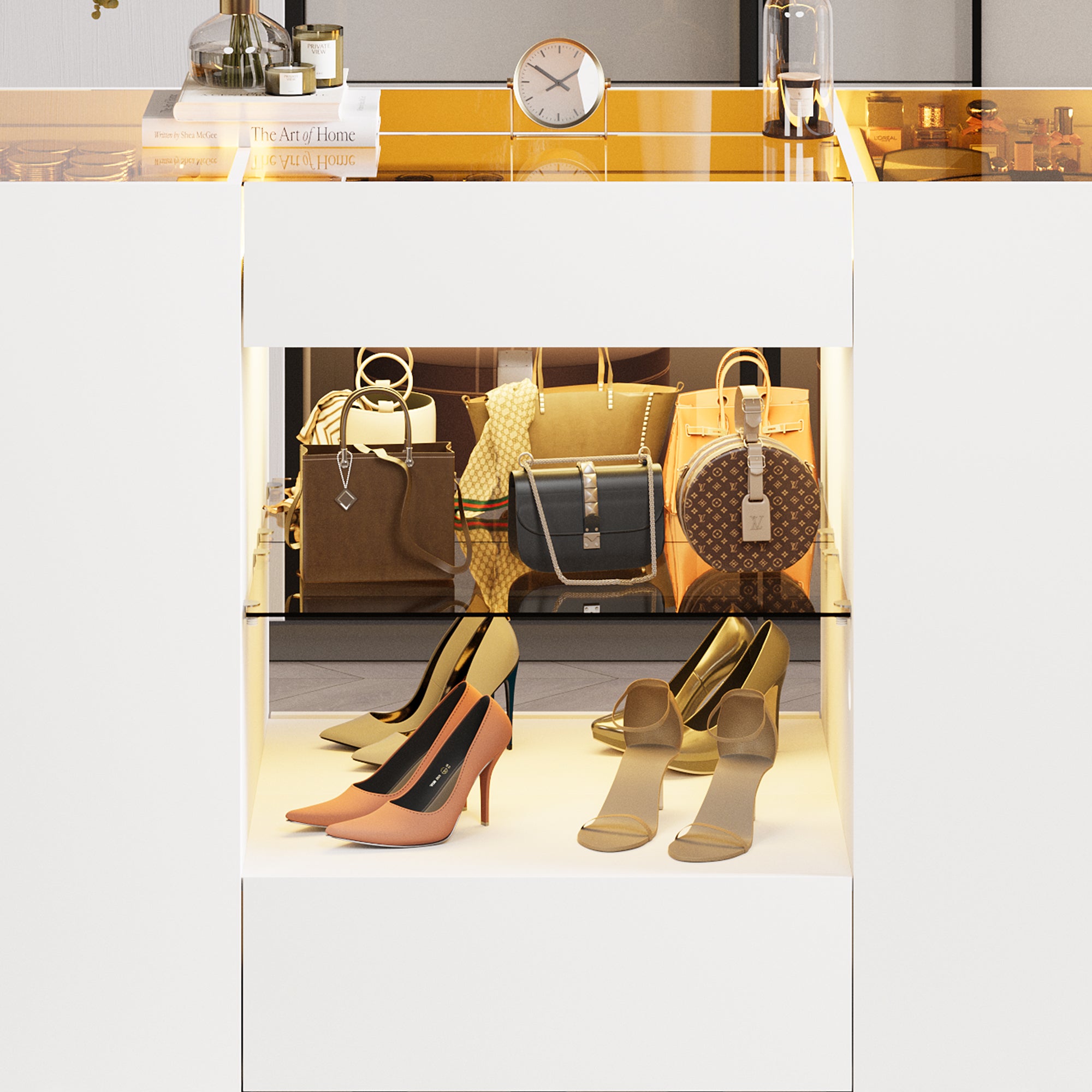 Advwin Modern Closet Island with 10 Drawers