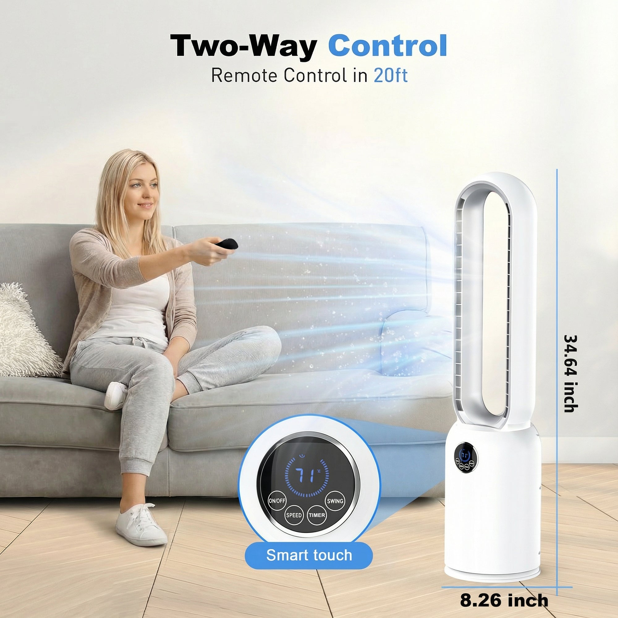 Advwin Upgrated Portable Bladeless Tower Fan