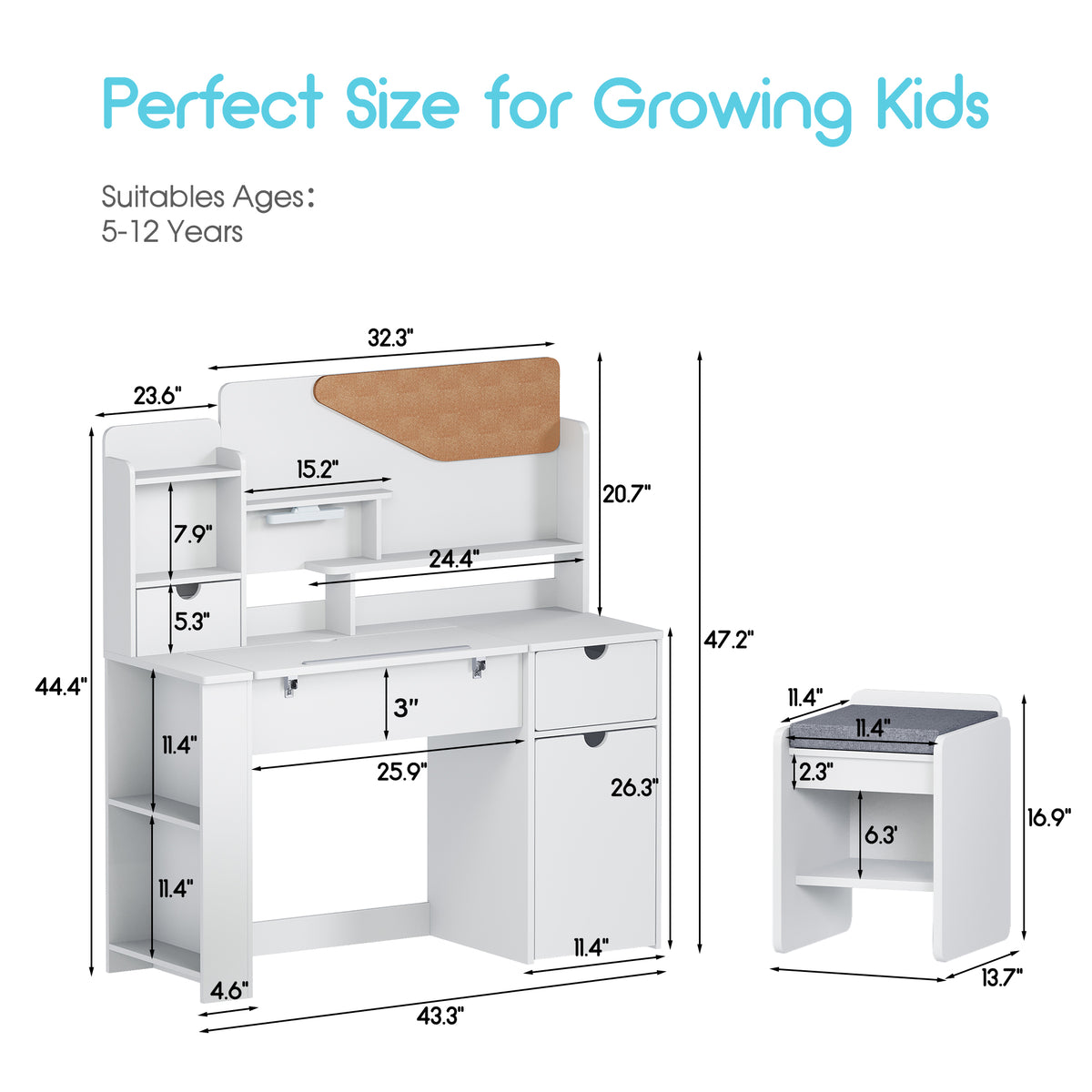 Advwin Multifunctional Kids Desk and Chair Set
