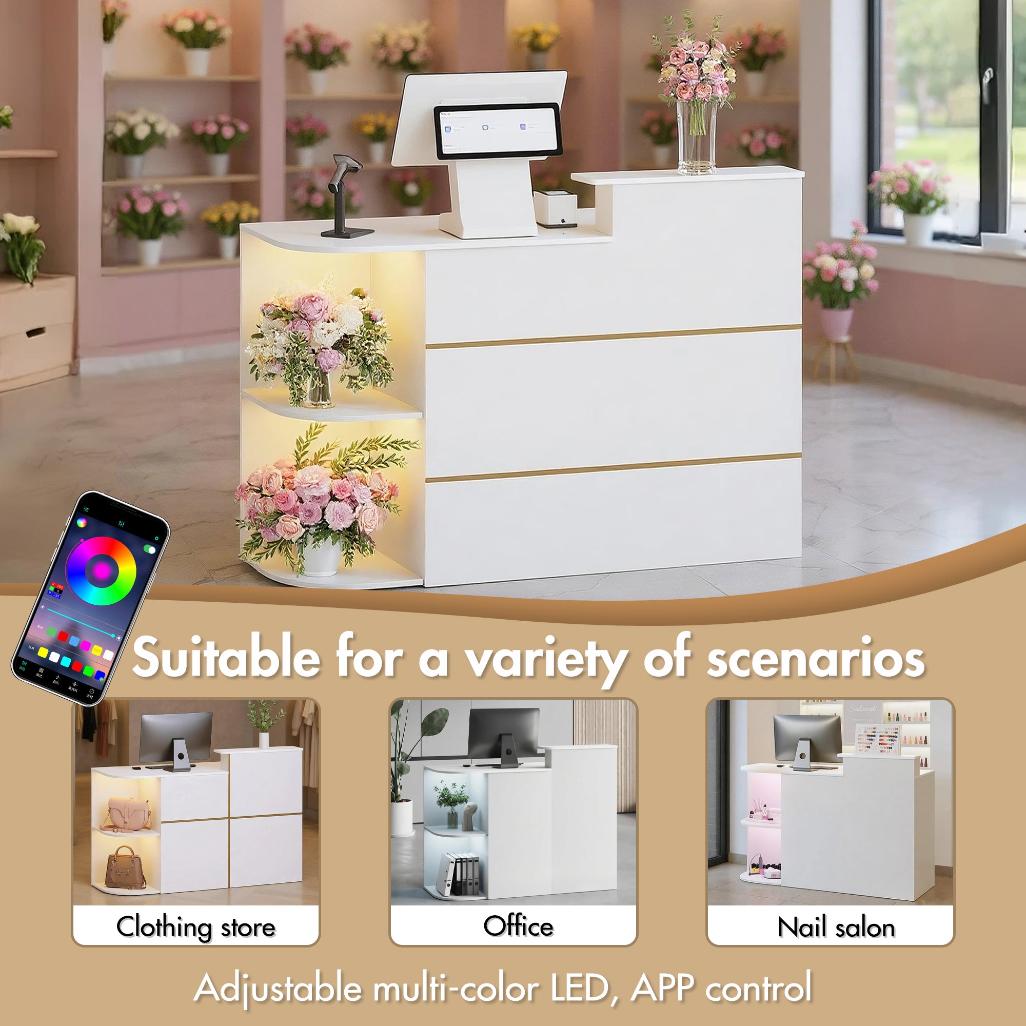 Advwin LED Reception Desk for Office