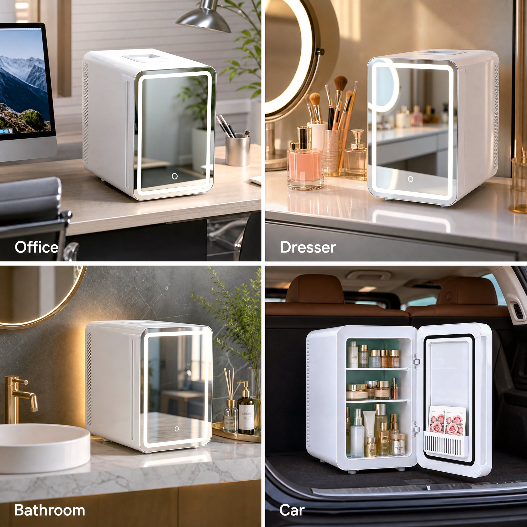 Advwin 16L Mini Skincare Fridge with Mirror & LED Lighting