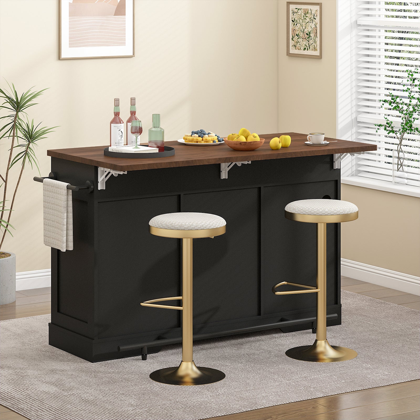 Advwin Kitchen Island Table with Power Outlet