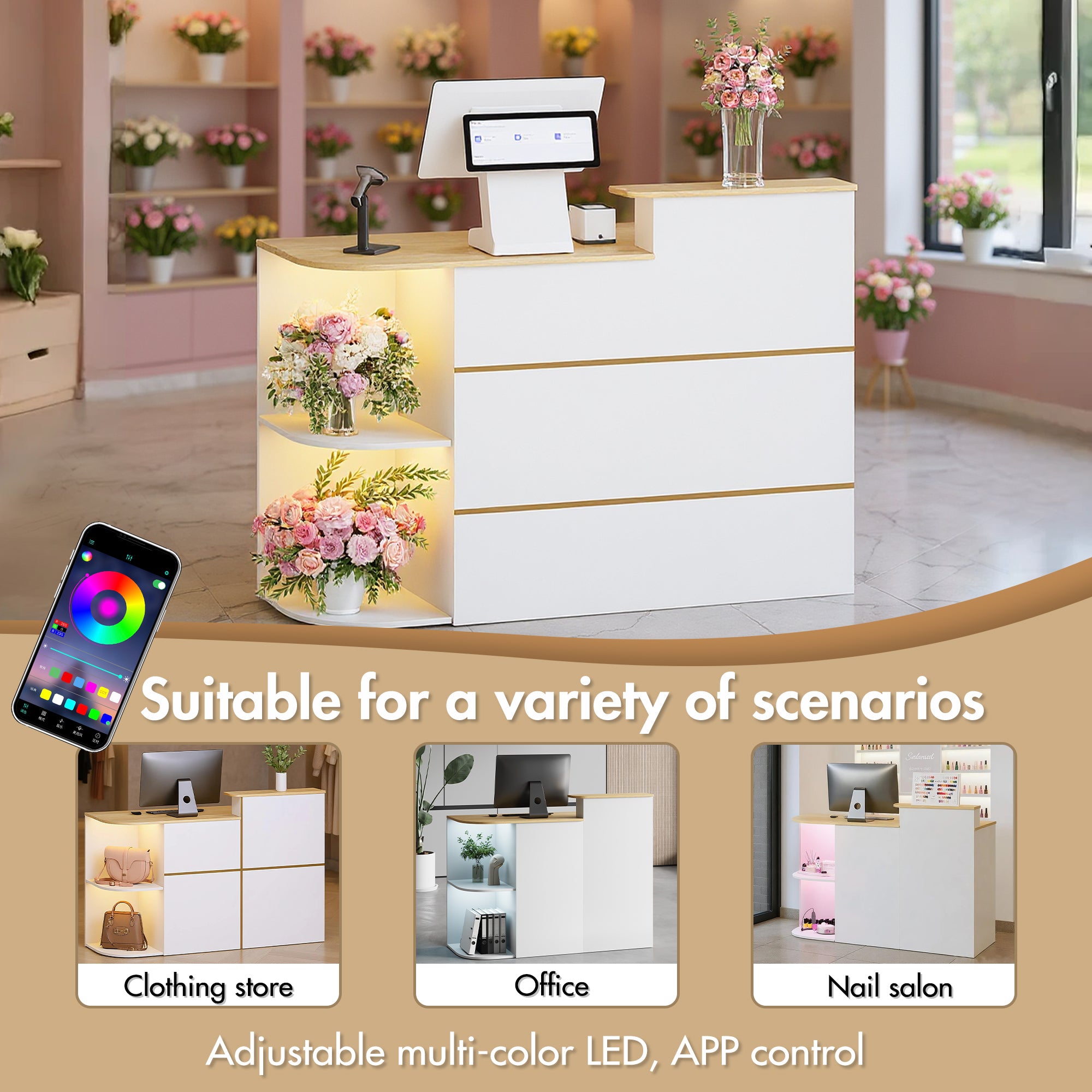 Advwin LED Reception Desk for Office