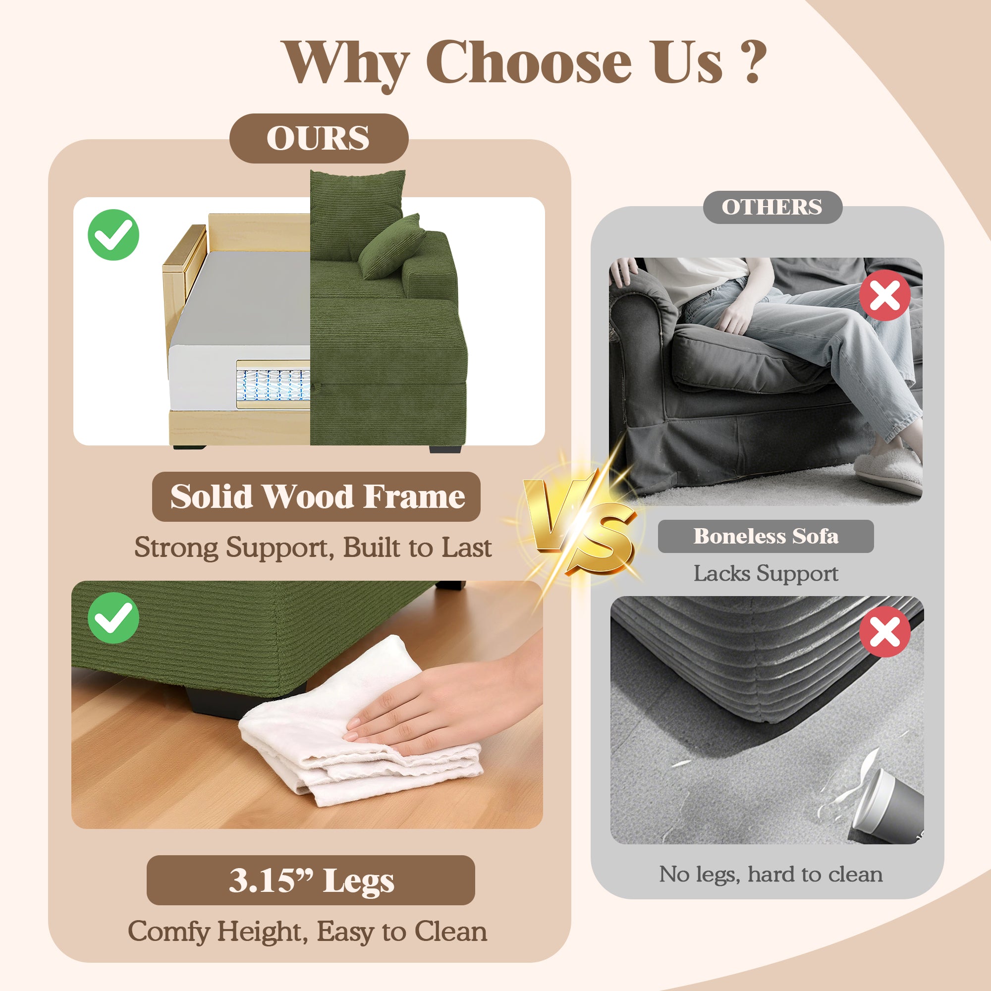 Advwin Chaise Lounge with Storage Ottoman Medium-Rib