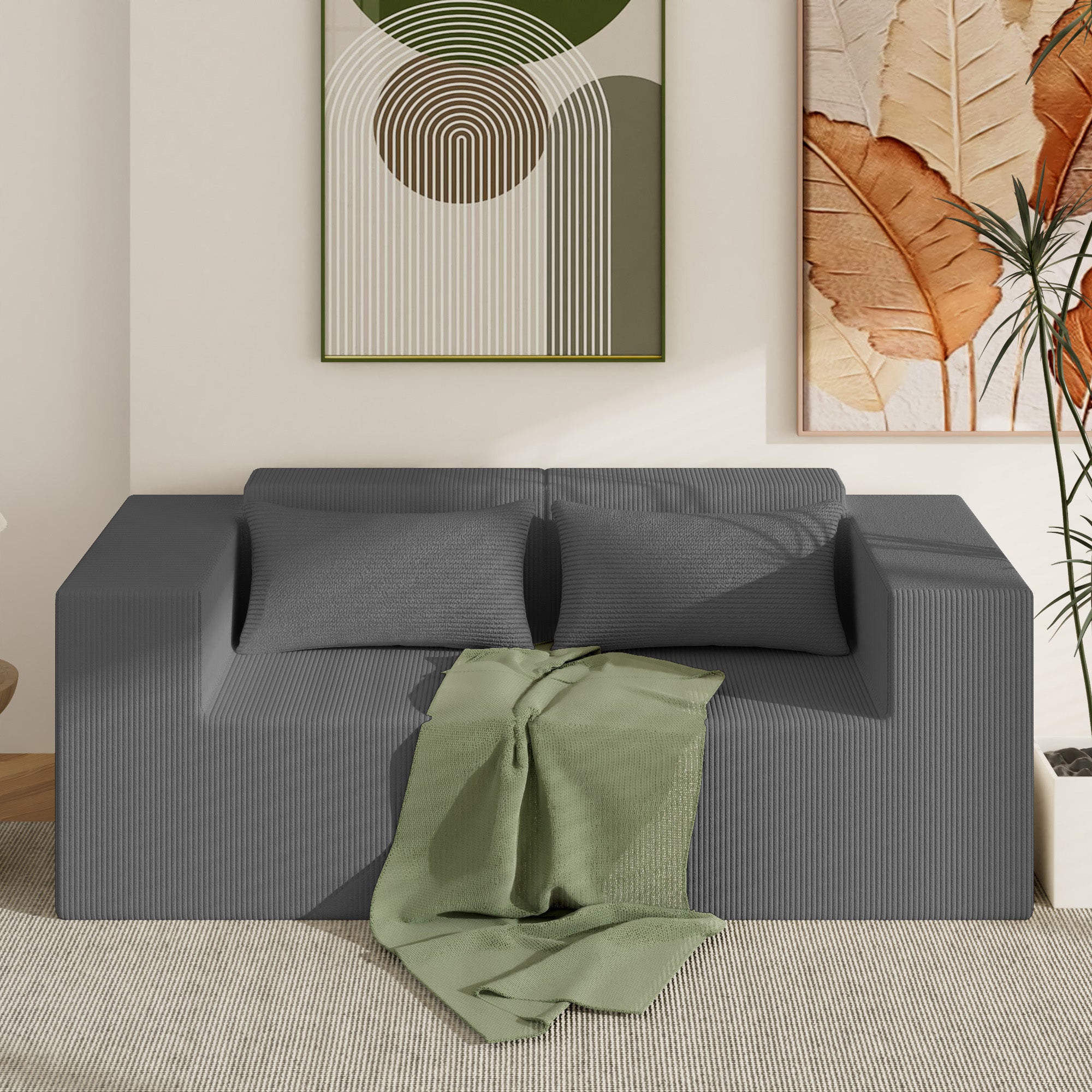 Advwin Oversized Modular Sectional Corduroy Couch