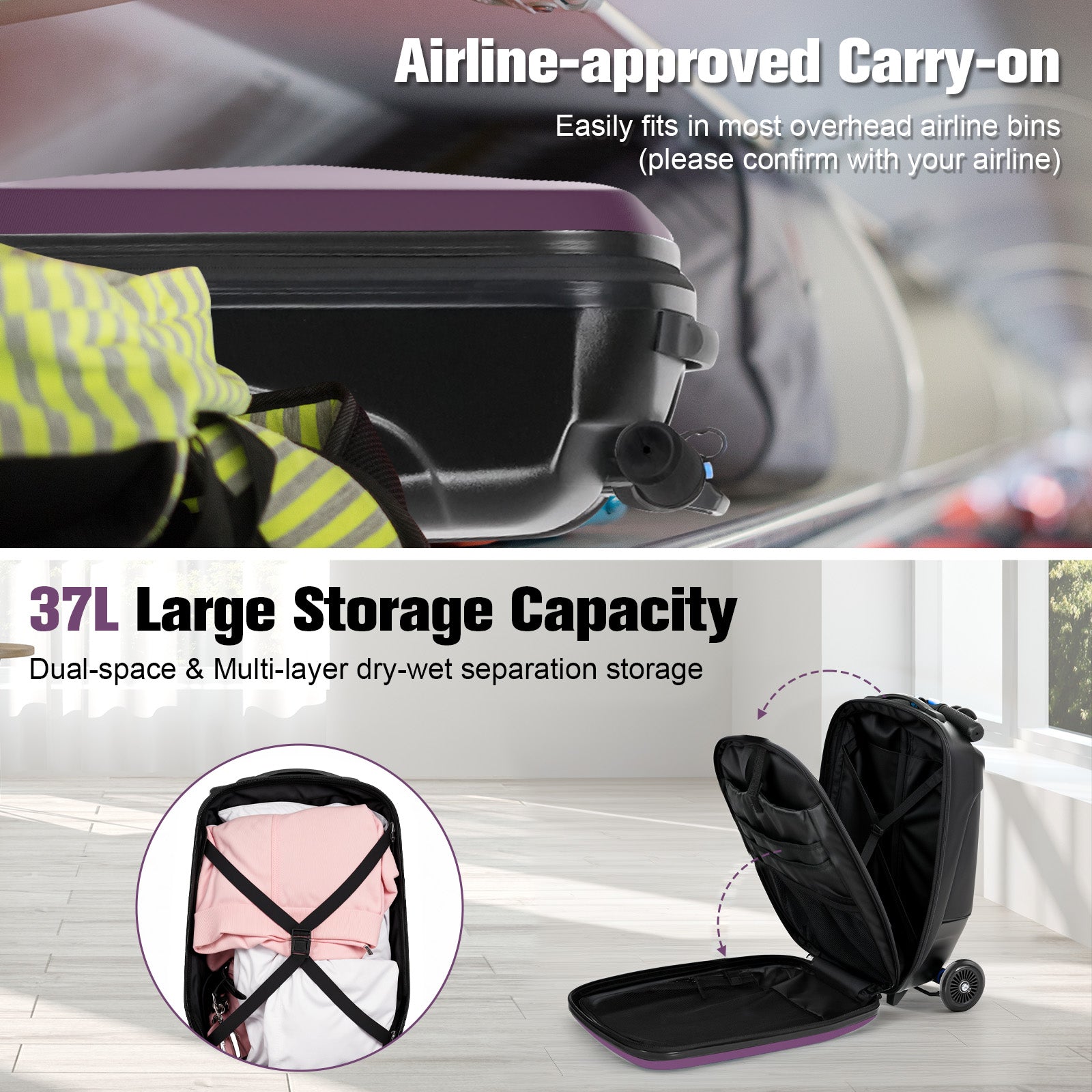 Advwin Foldable Hardshell Scooter Suitcase