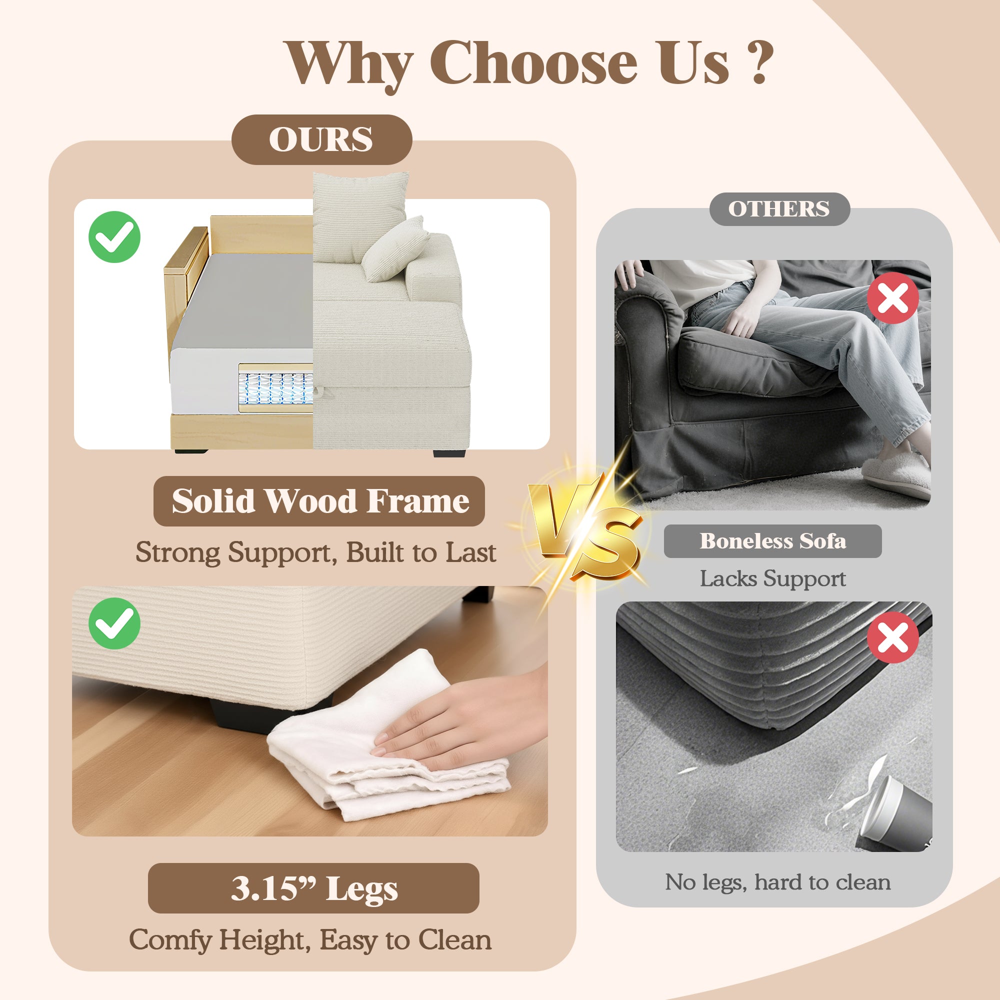 Advwin Chaise Lounge with Storage Ottoman Medium-Rib