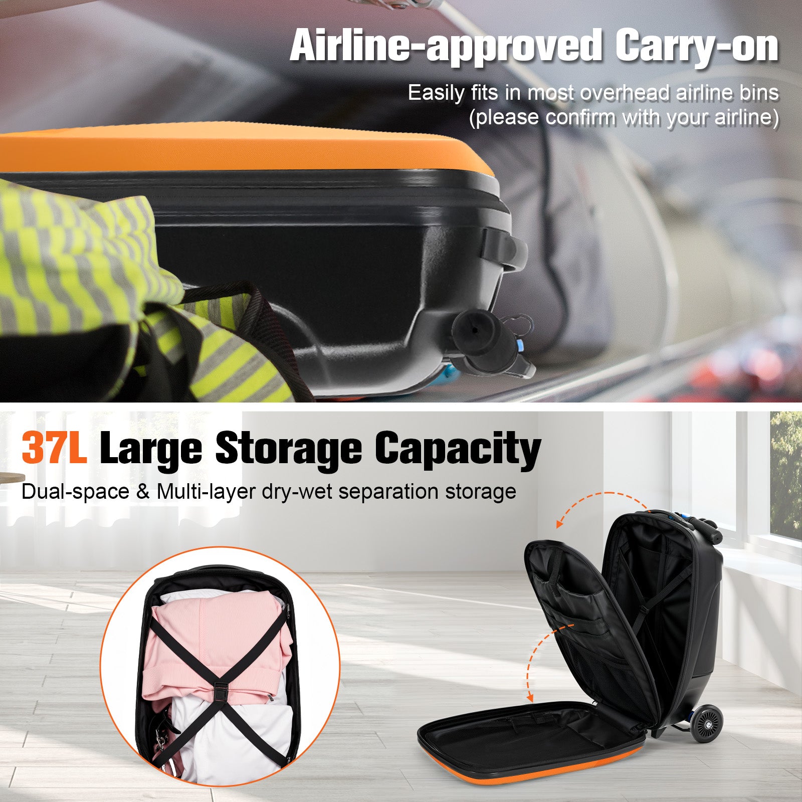 Advwin Foldable Hardshell Scooter Suitcase