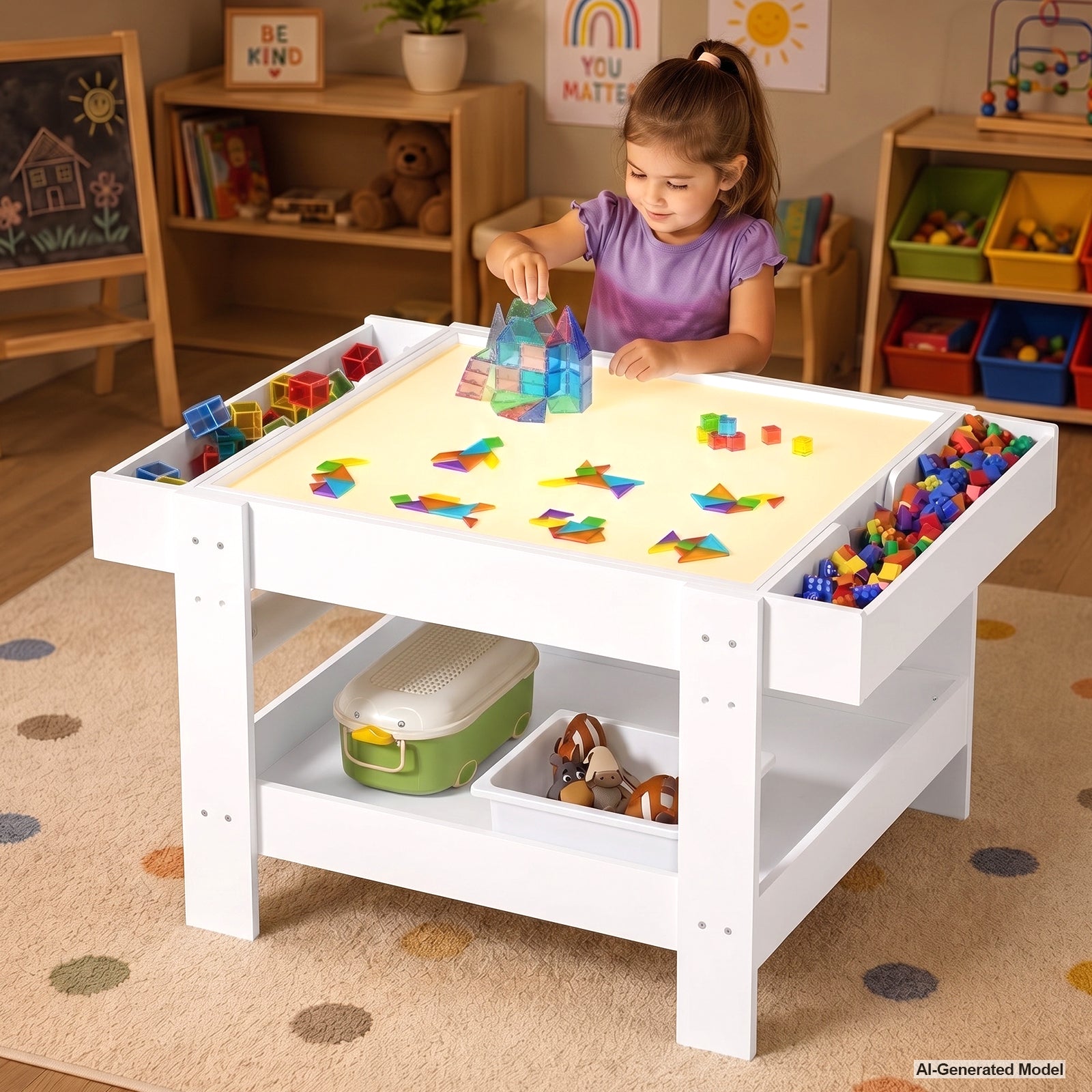 Advwin 5-in-1 Light Table for Kids w/ Reversible Tabletop