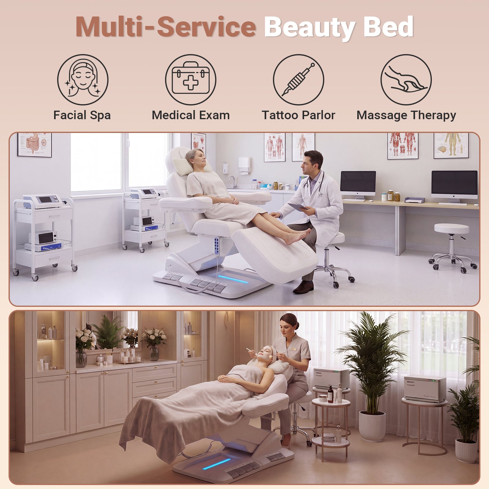 Advwin 3 Motor Adjustable Electric Esthetician Bed