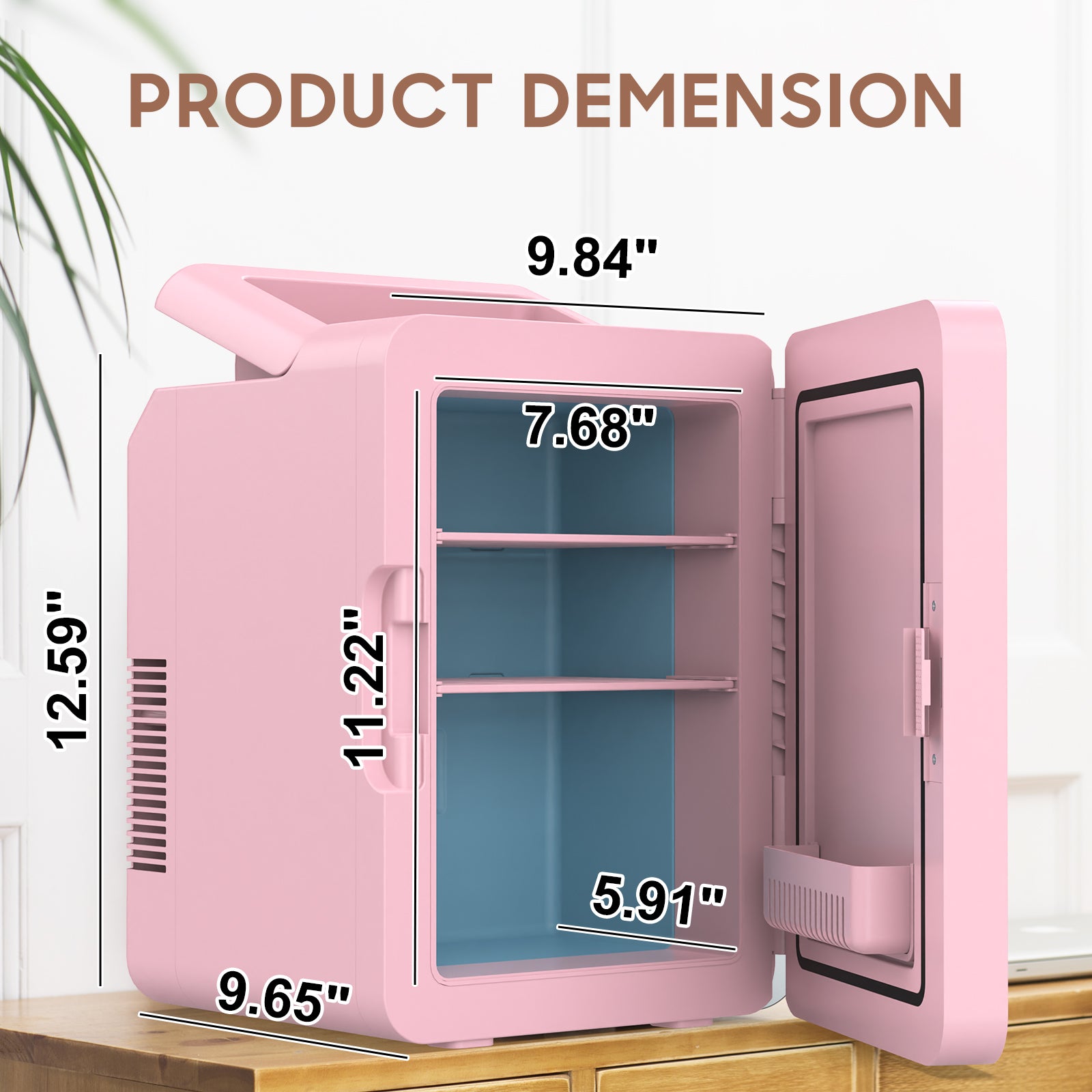 Advwin 12L Mini Fridge with LED Light Mirror