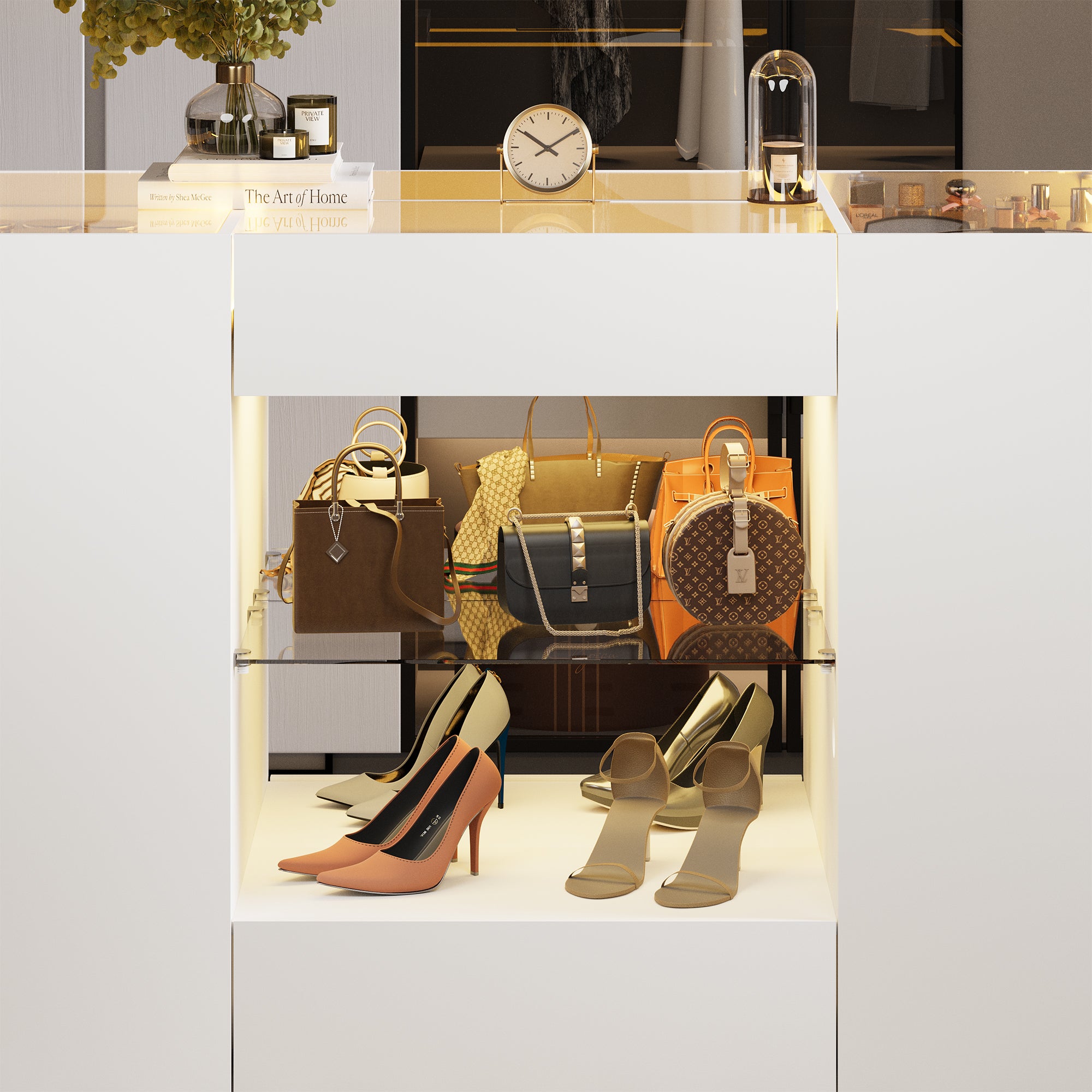 Advwin Modern Closet Island with 10 Drawers