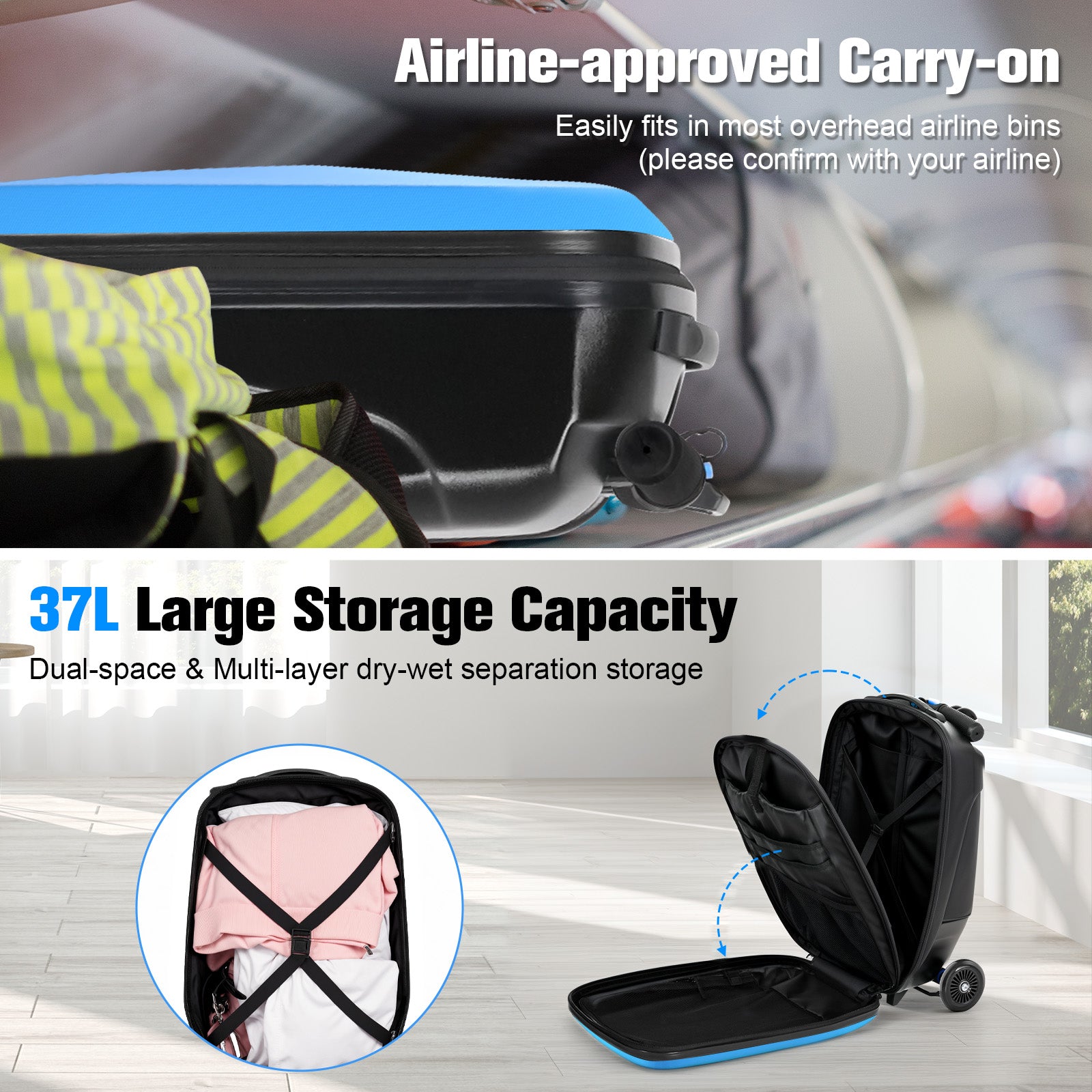 Advwin Foldable Hardshell Scooter Suitcase
