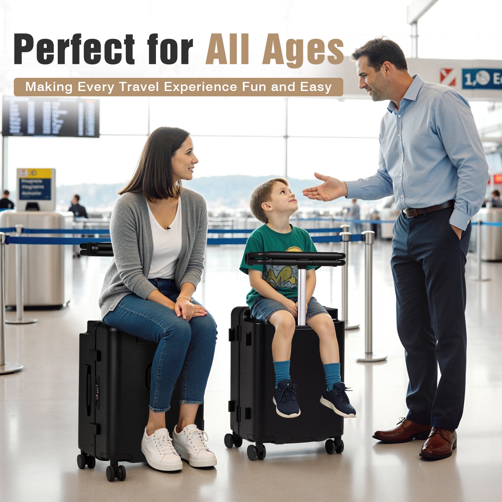 Advwin 20" Ride On Luggage with Adjustable Seat