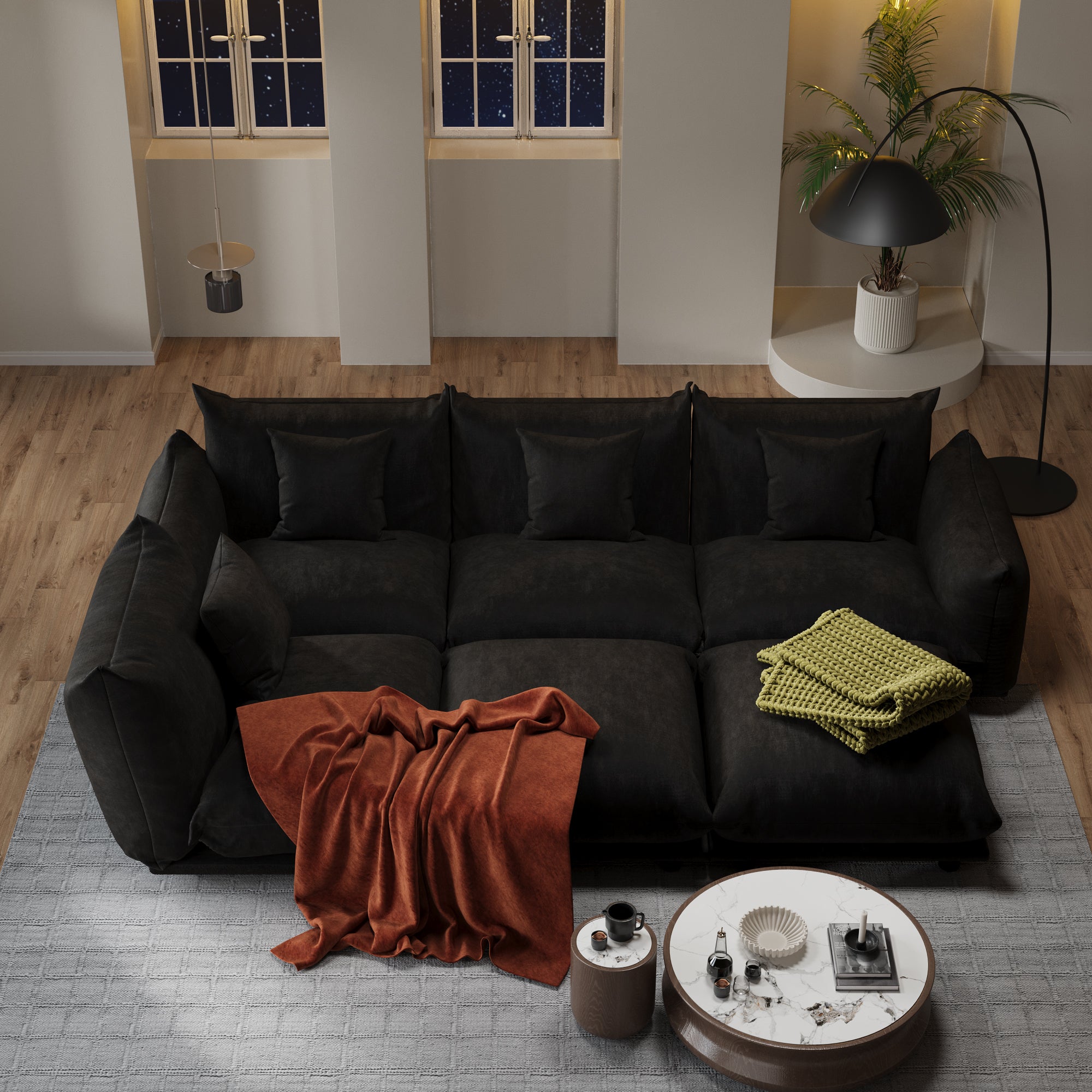 Advwin Modern Minimalist Chenille Modular Sectional Sofa