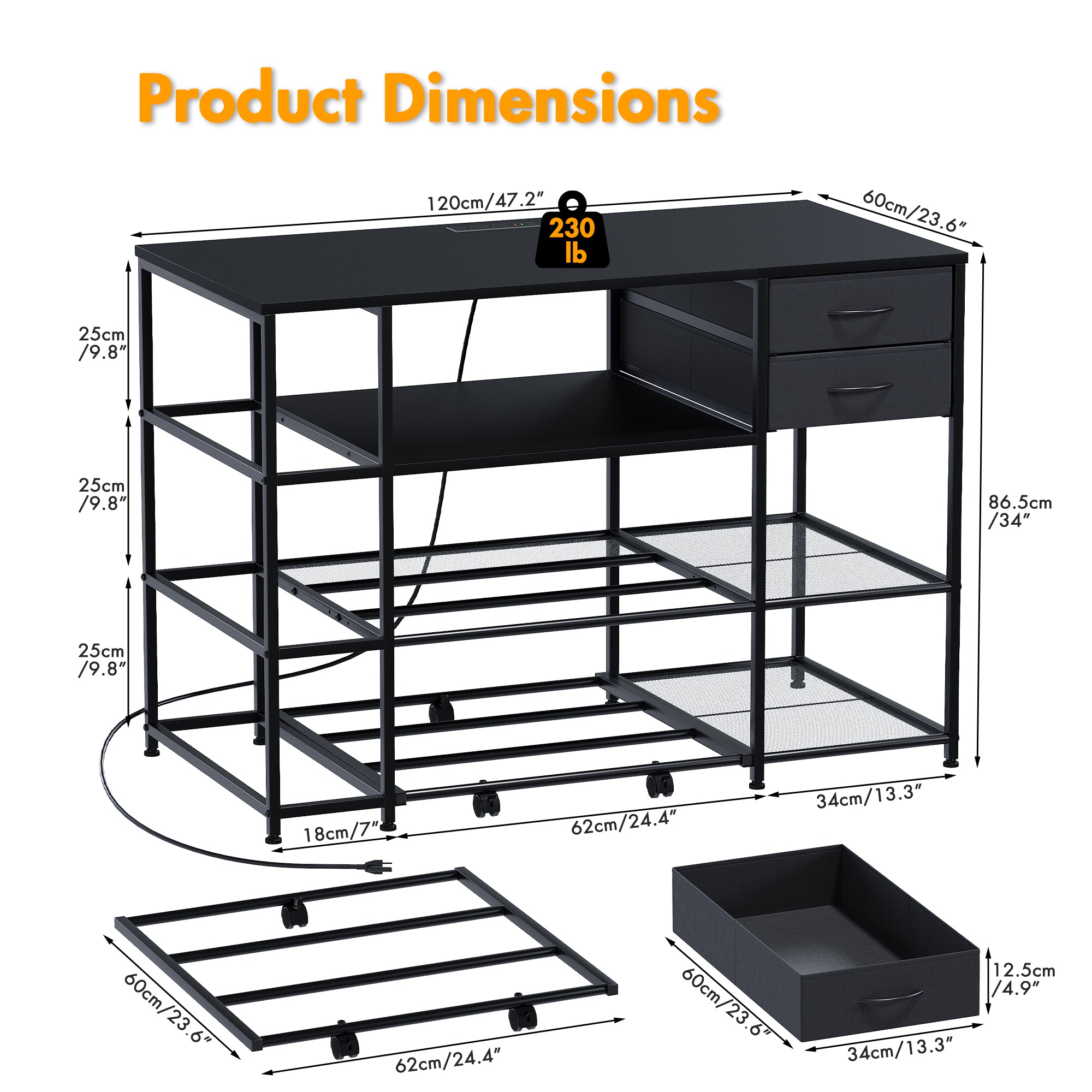 Advwin 3D Printer Stand with Rolling Filament Drawer