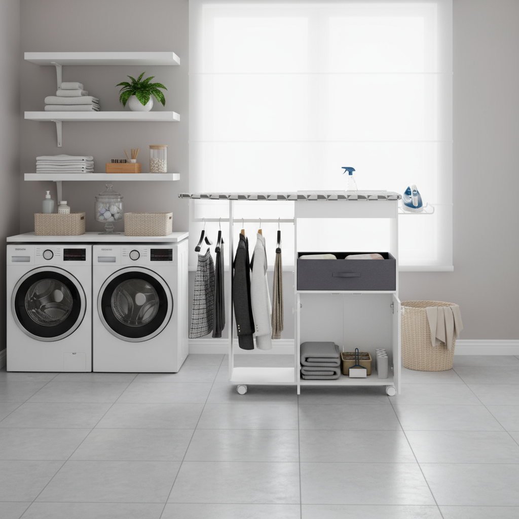 Advwin Rolling Ironing Board with Storage Cabinet