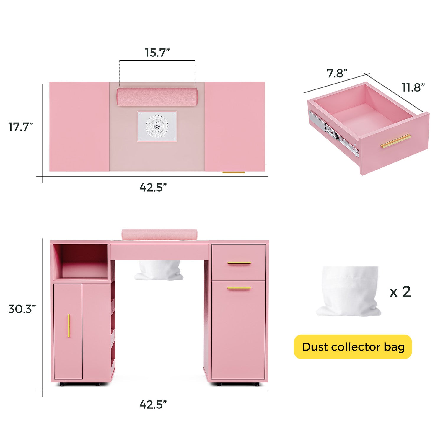 Manicure table with strong dust collector