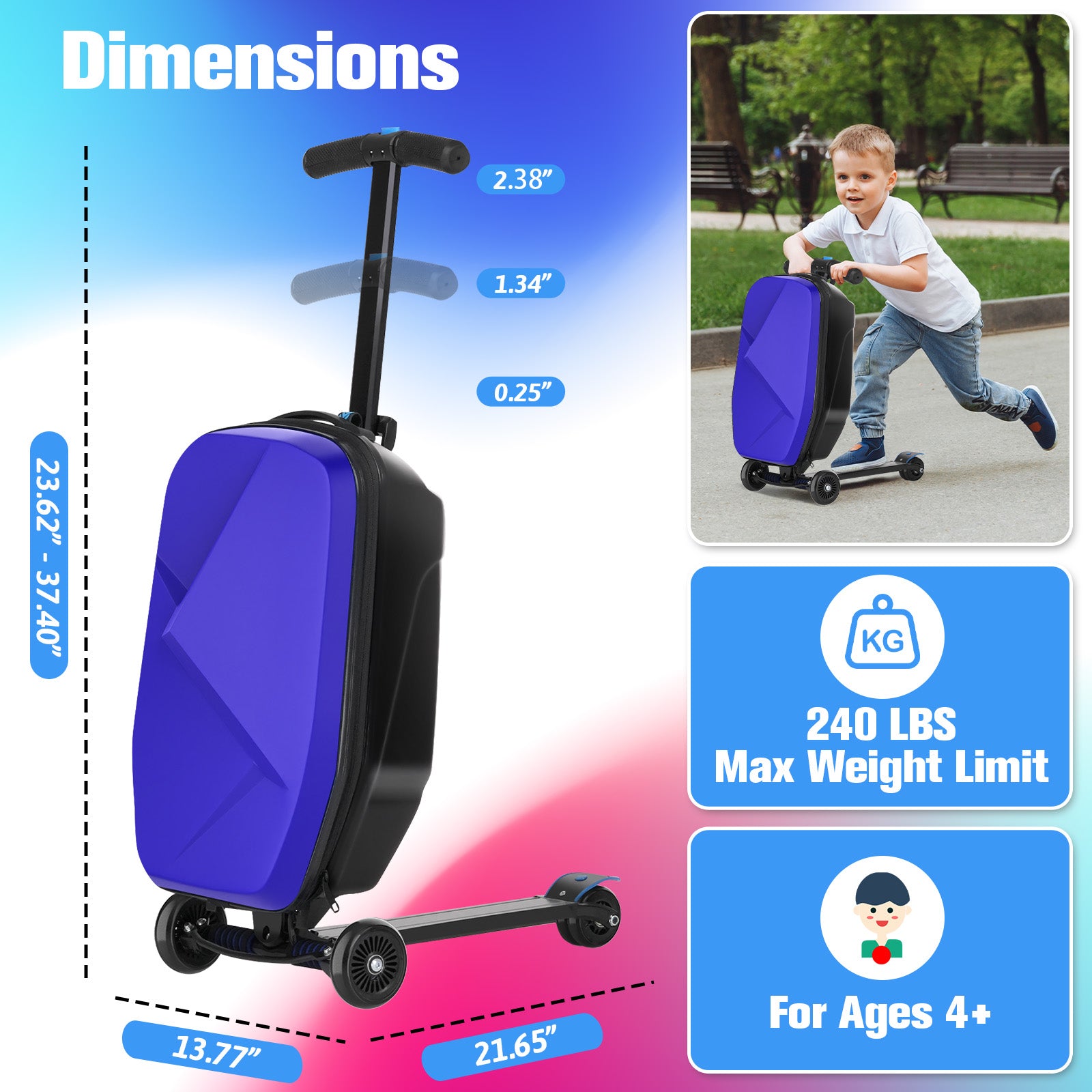 Advwin suitcase scooter for ages 4+