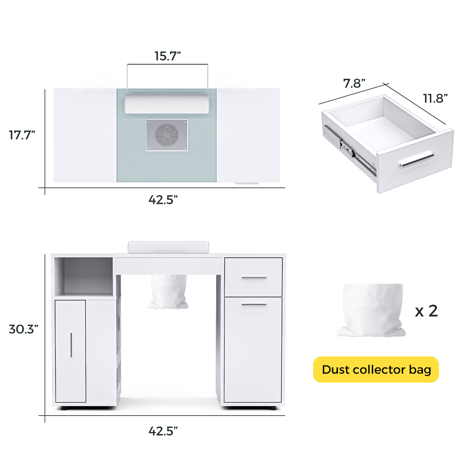 Advwin nail table with strong dust collector