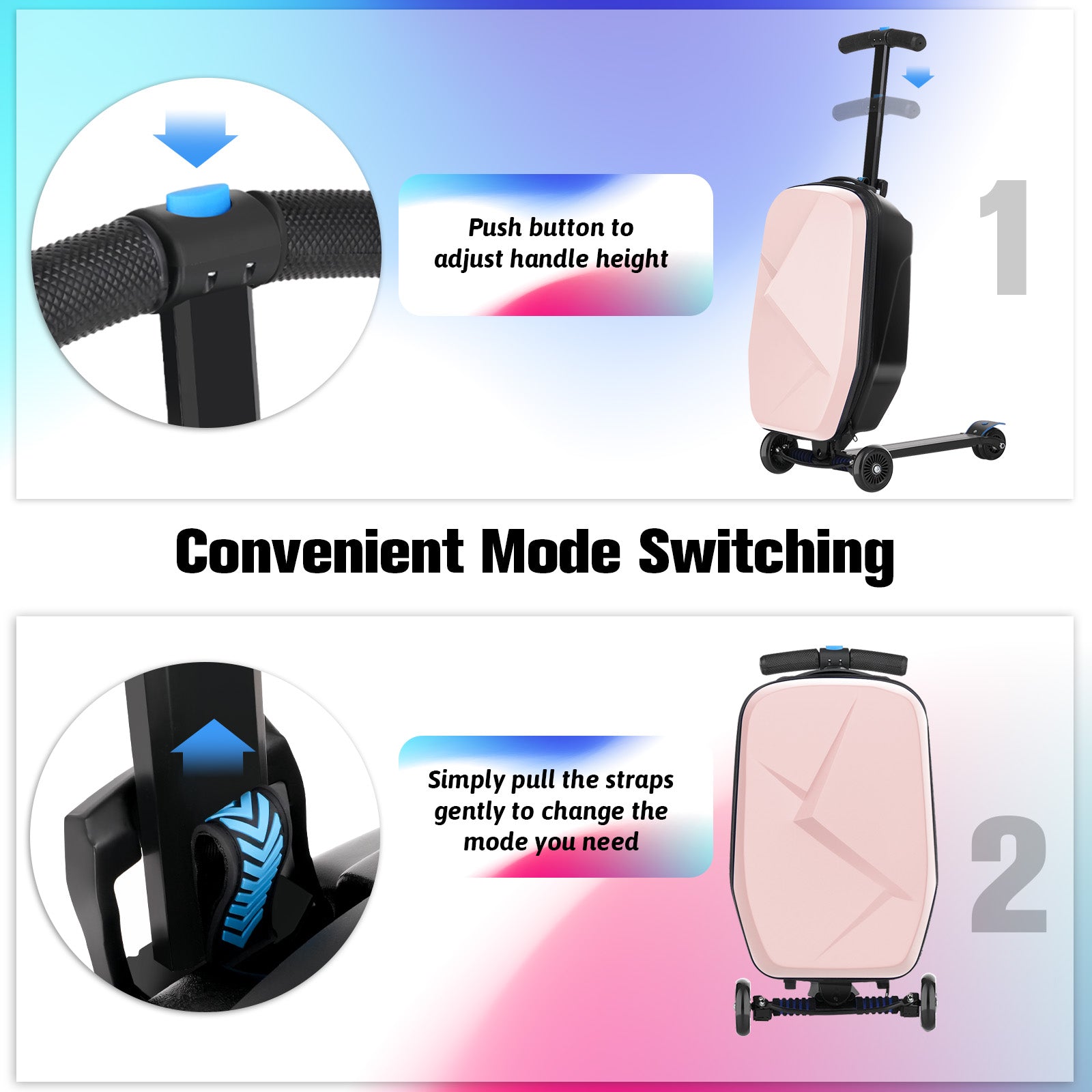 Advwin Suitcase Scooter for Convenient Mode Switching