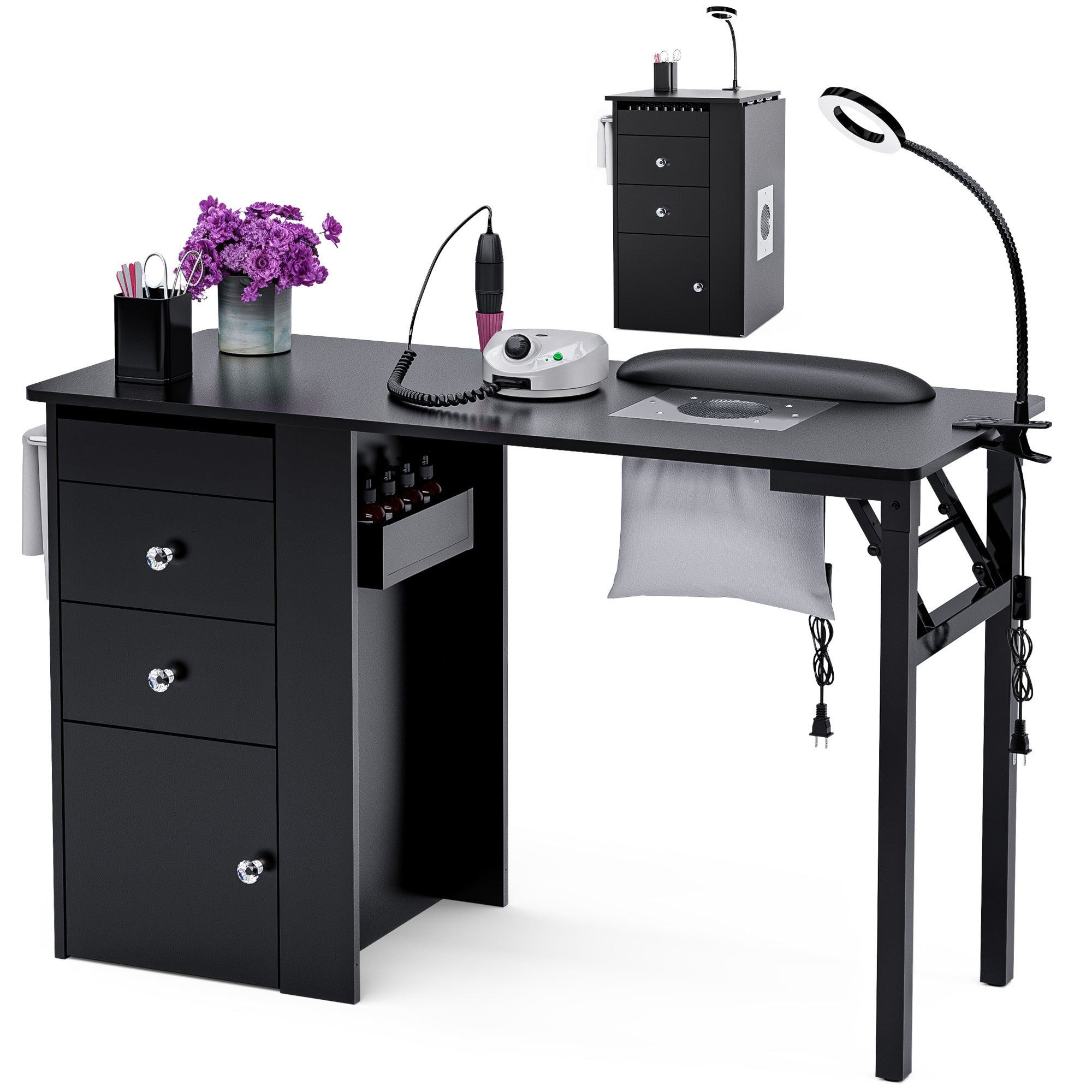 Advwin Folding Nail Table with Dust Collector