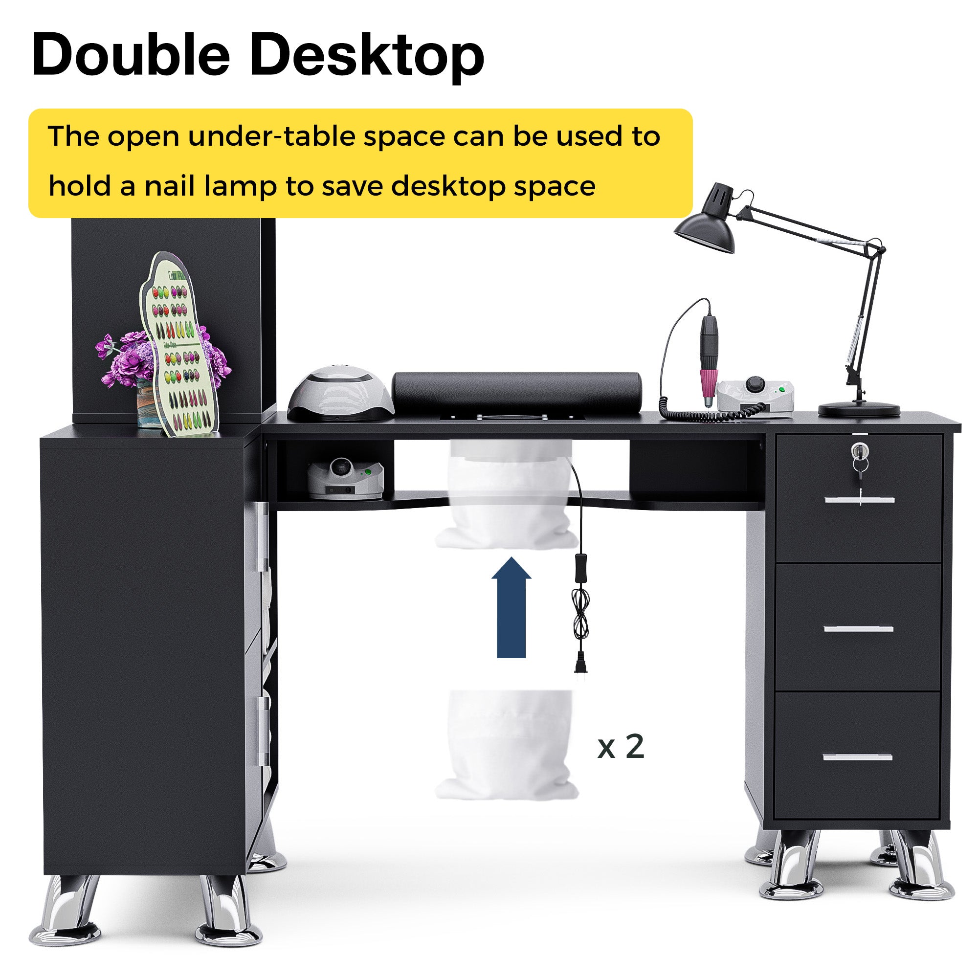 Advwin L-Shaped Manicure Table with Drawers Shelves