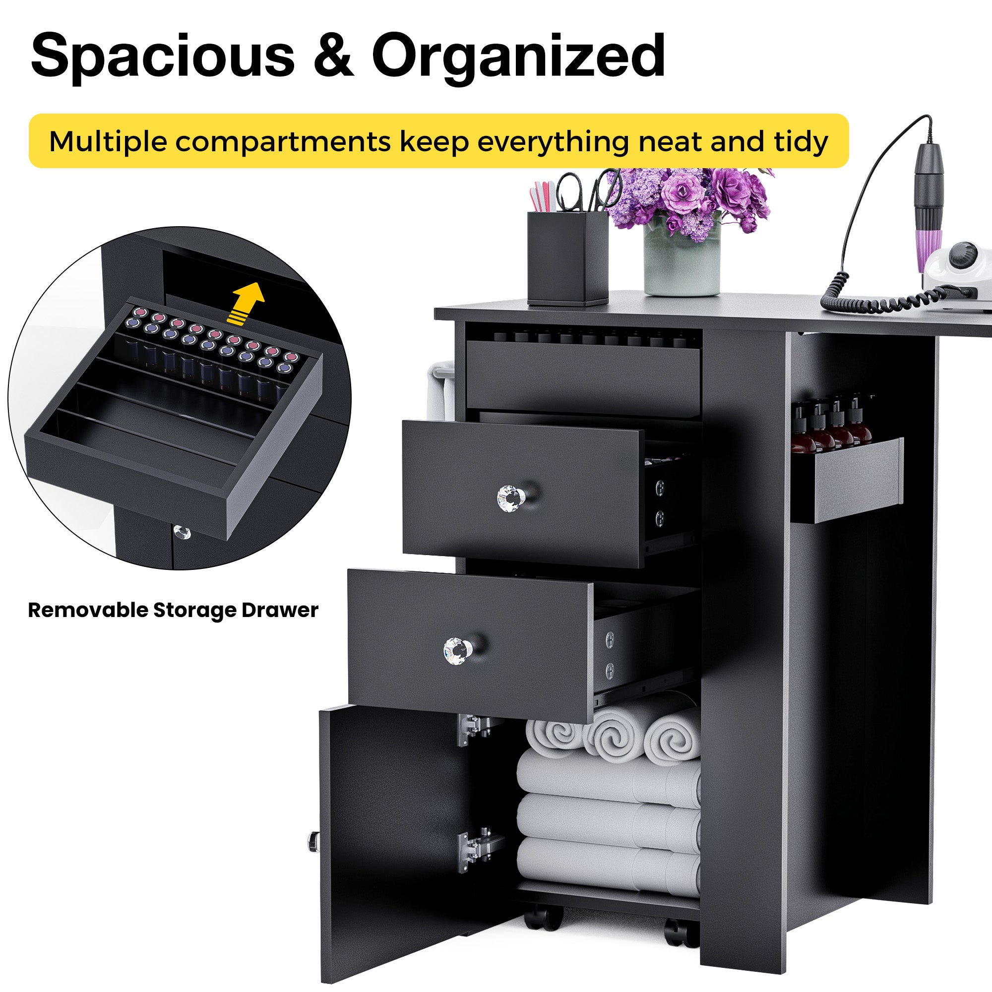 Advwin Folding Nail Table with Dust Collector