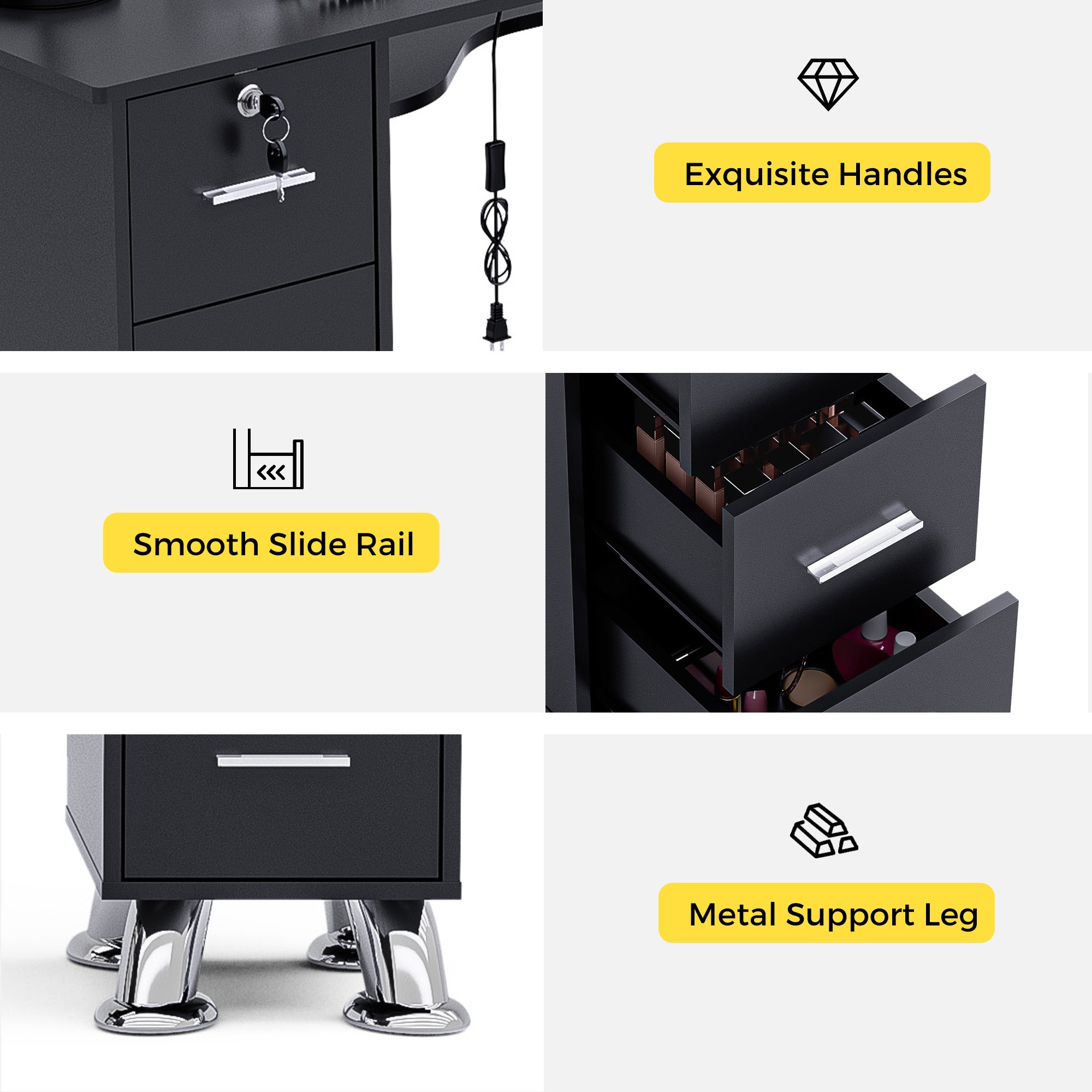 Advwin L-Shaped Manicure Table with Drawers Shelves