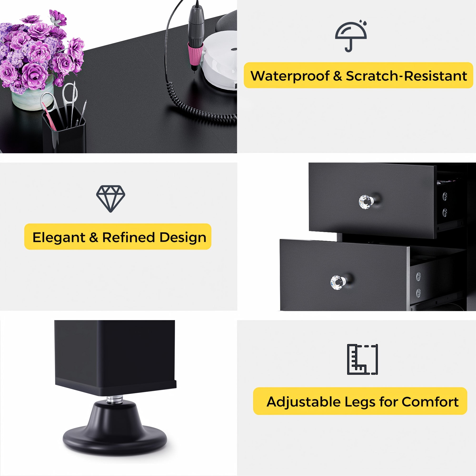 Advwin Folding Nail Table with Dust Collector