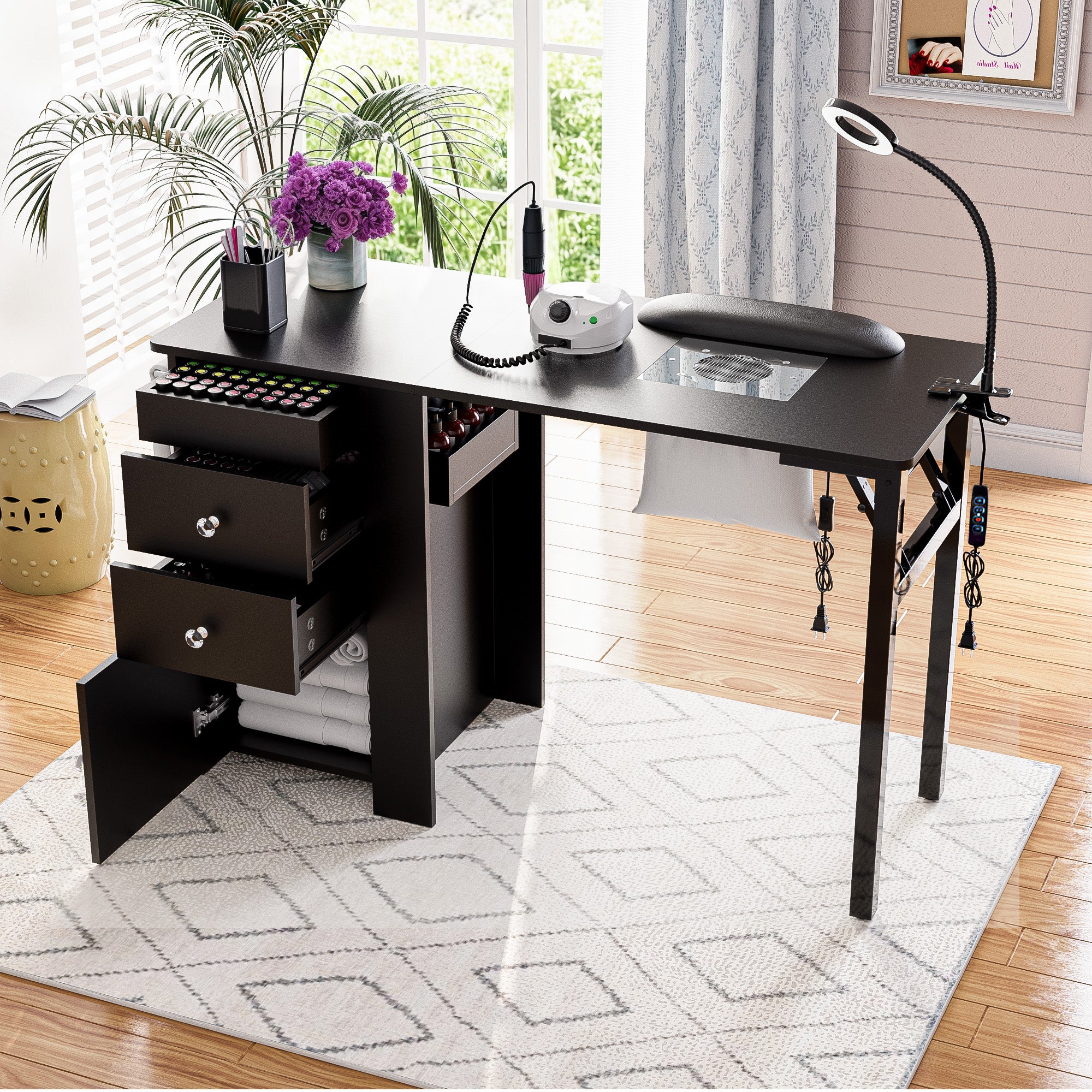 Advwin Folding Nail Table with Dust Collector