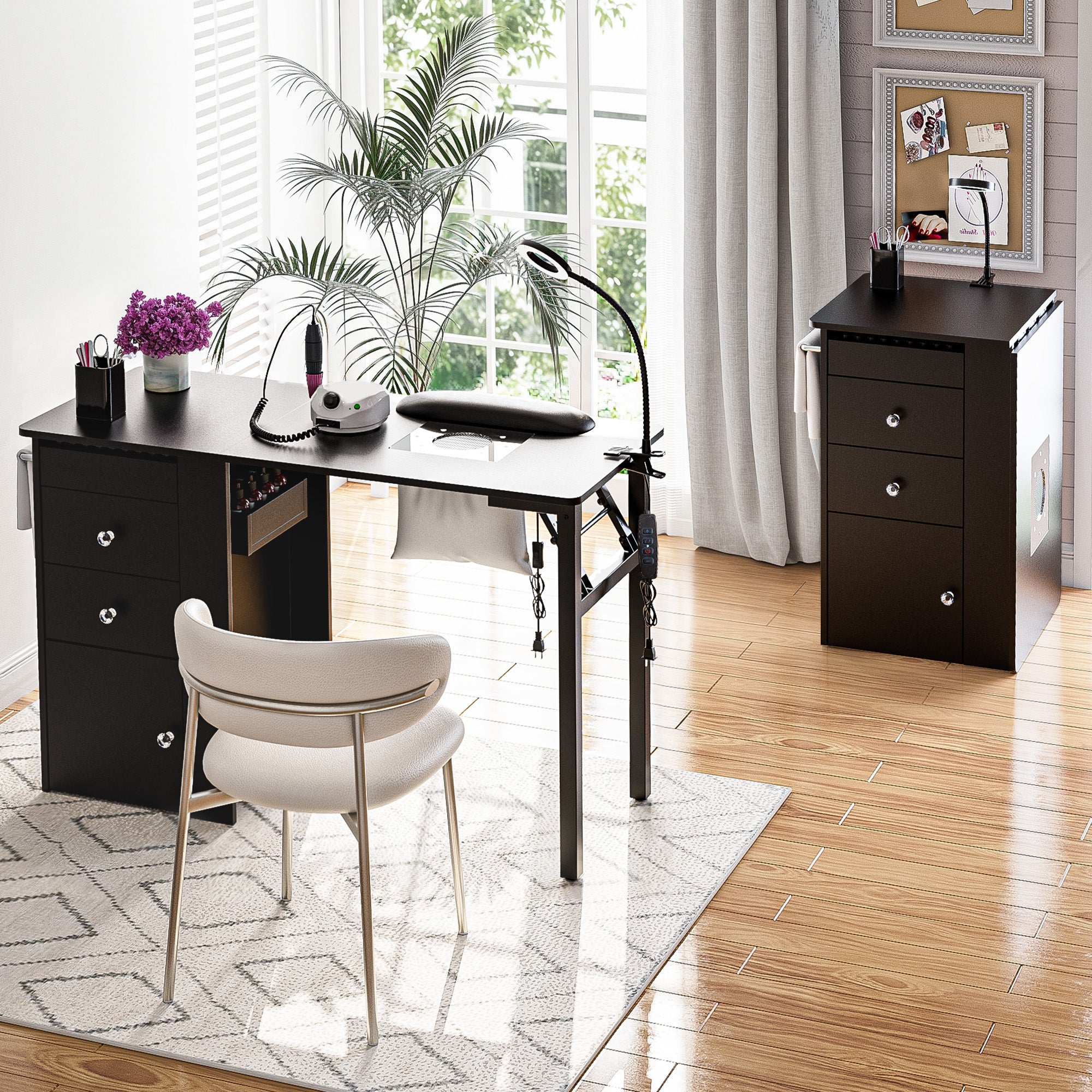 Advwin Folding Nail Table with Dust Collector