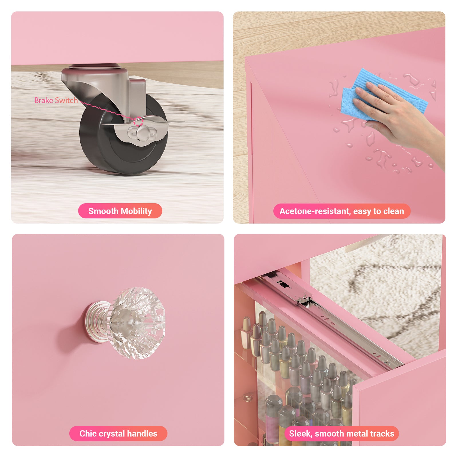 Advwin Manicure Table w/ LED Light Display Cabinet