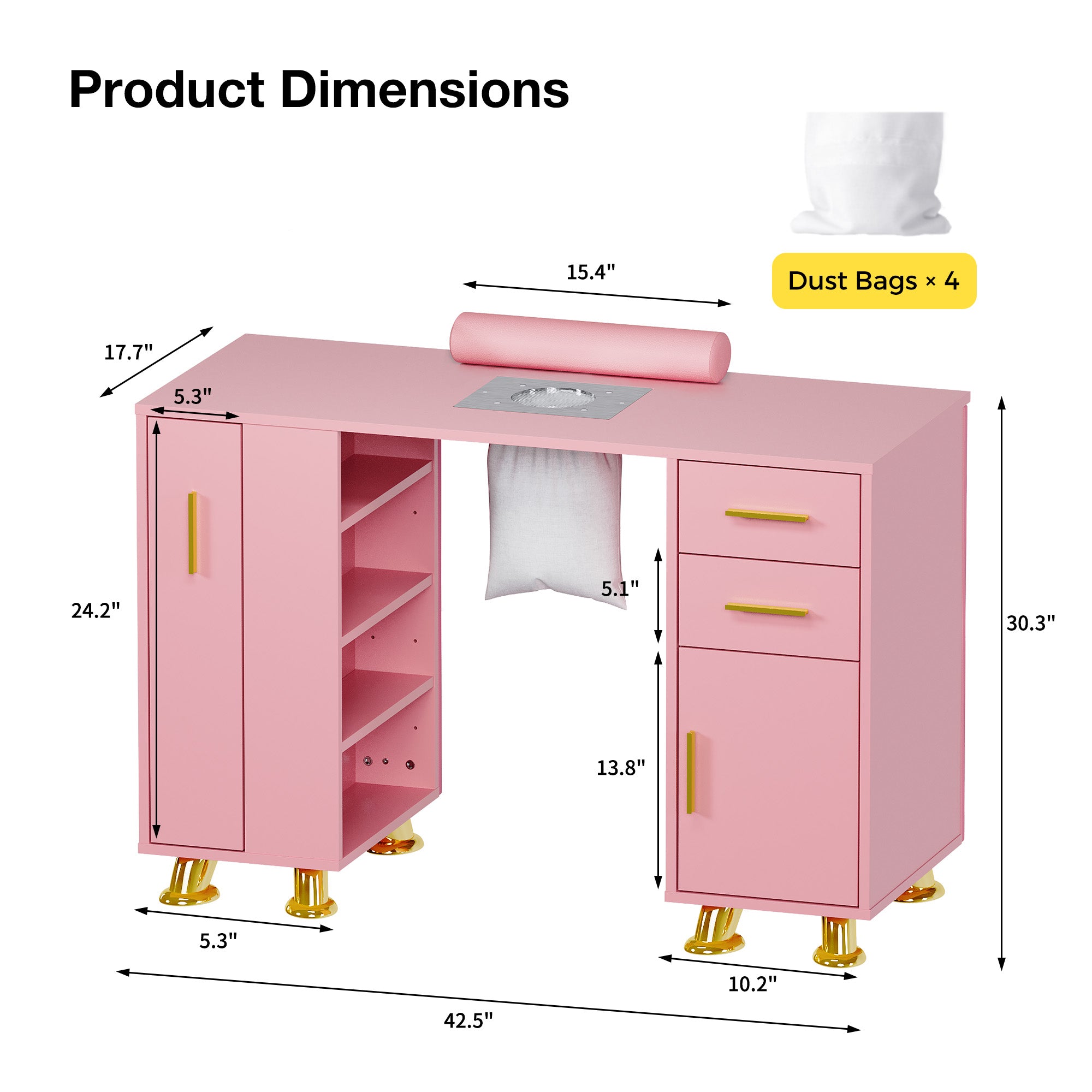 Manicure table dimensions