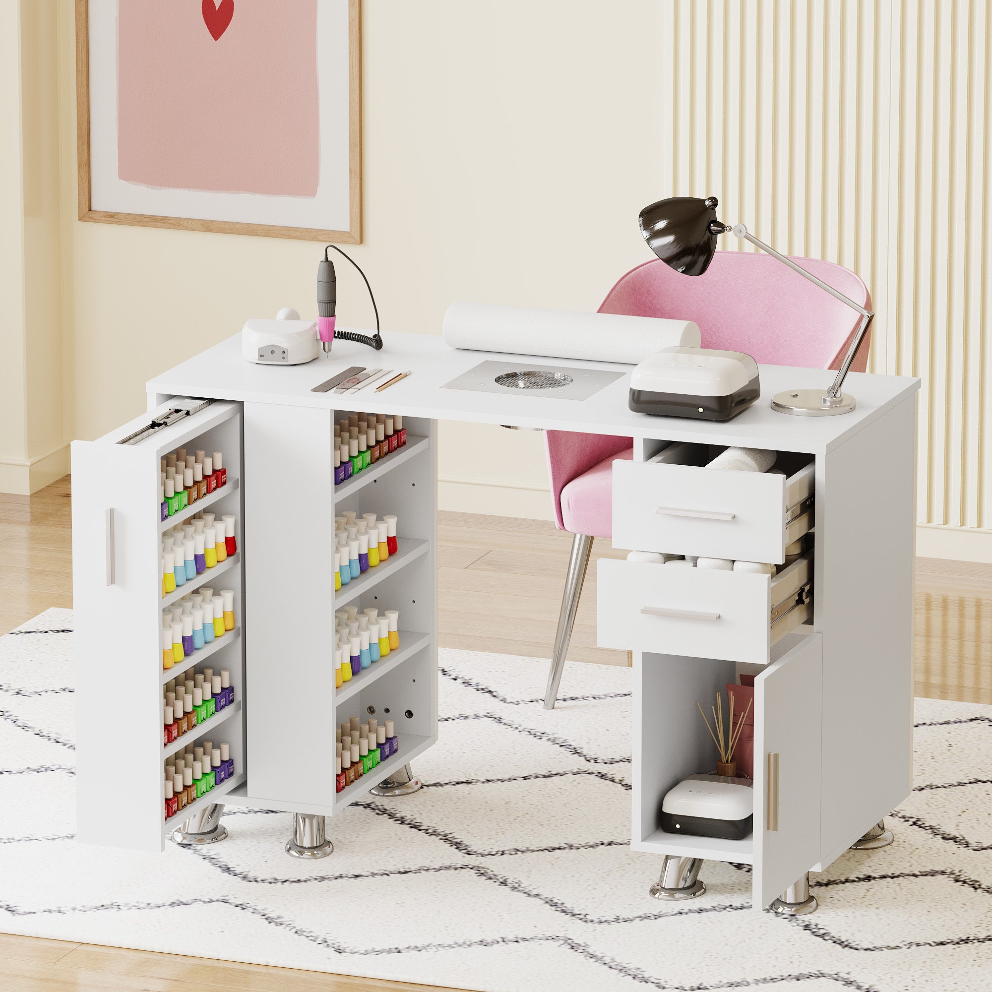 Advwin Manicure Table w/Dust Collector & Wrist Rest