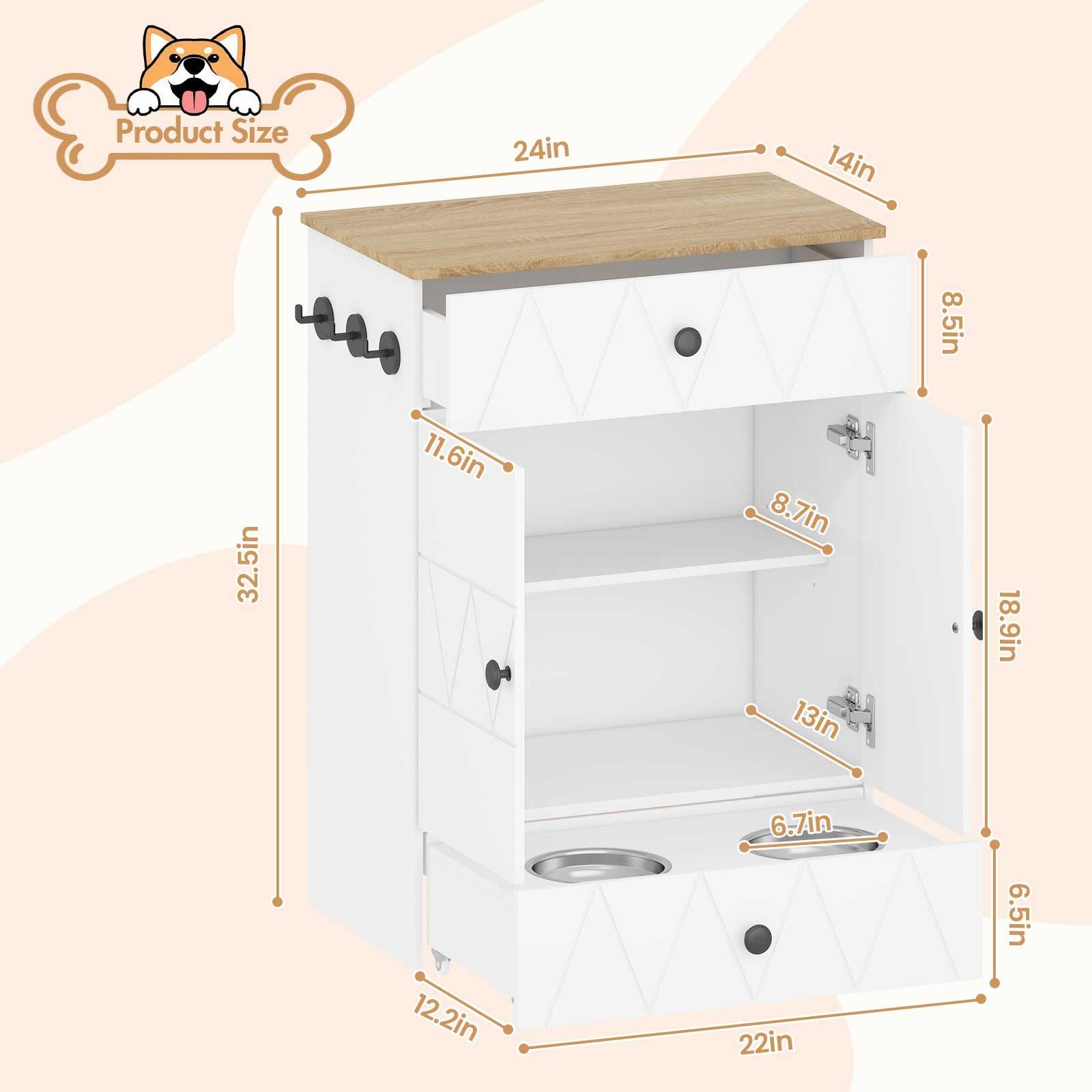 Advwin Pet Feeding Station with Storage