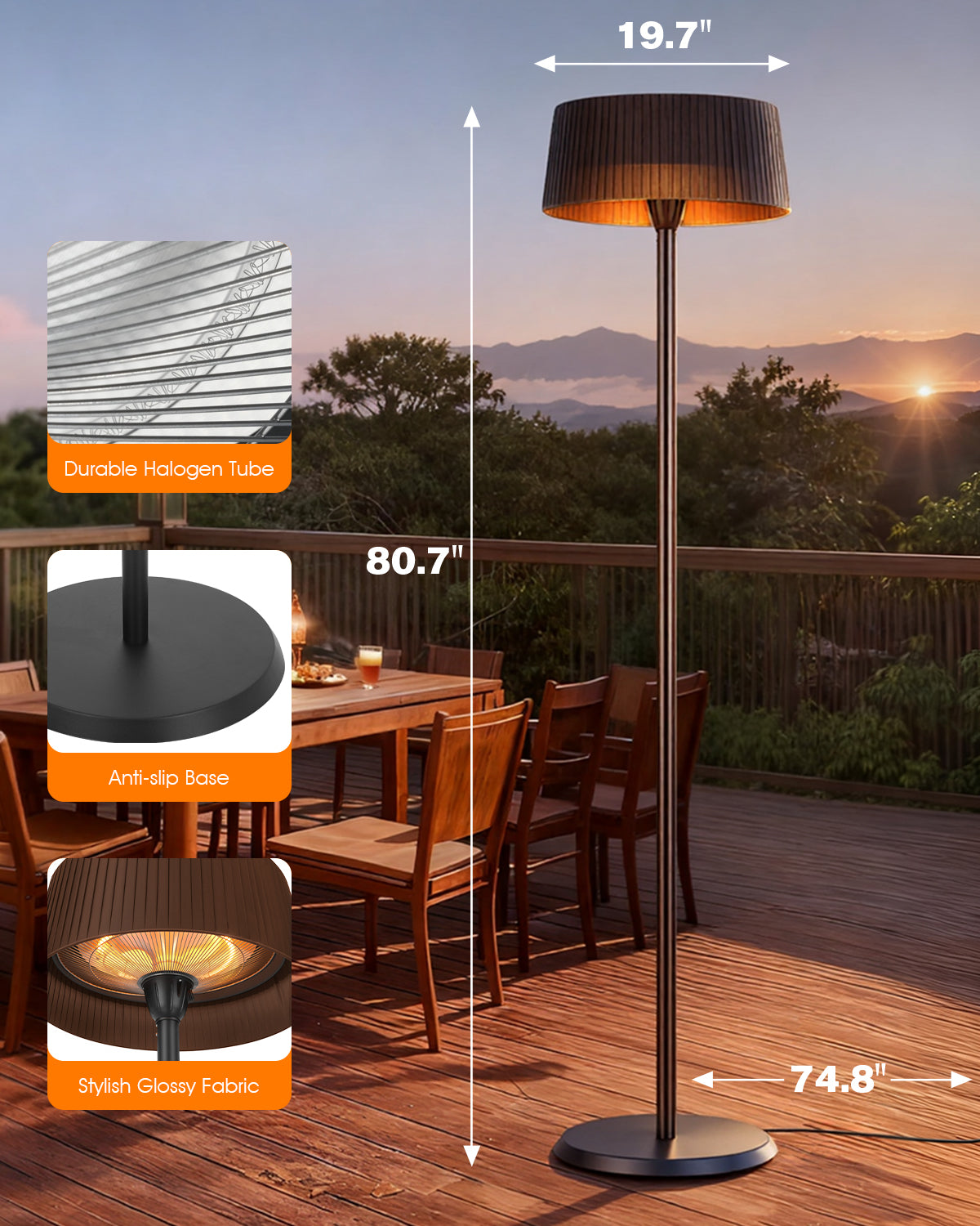 Advwin Electric Infrared Patio Heater 1500W