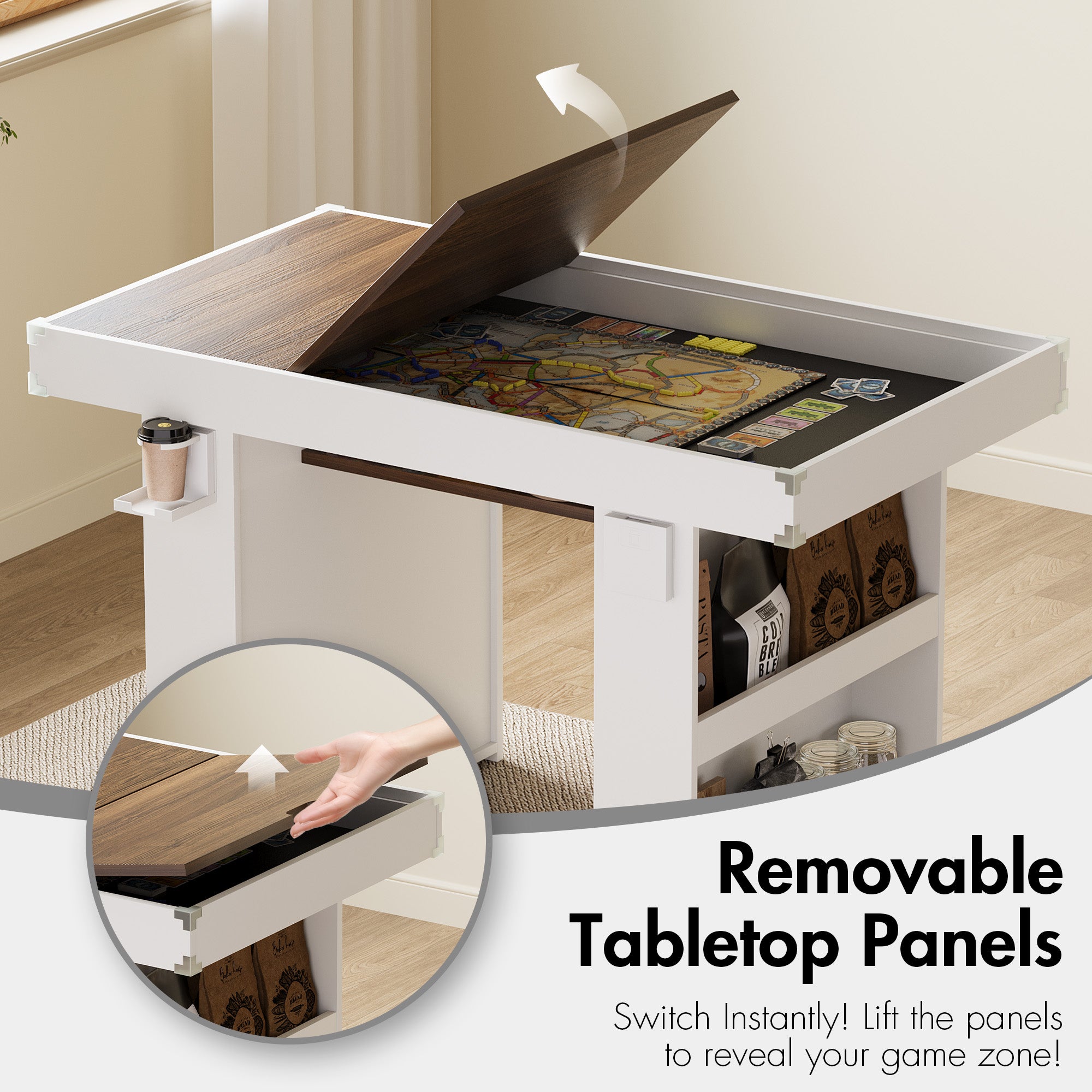 Advwin 2-in-1 Board Game Table with Removable Top