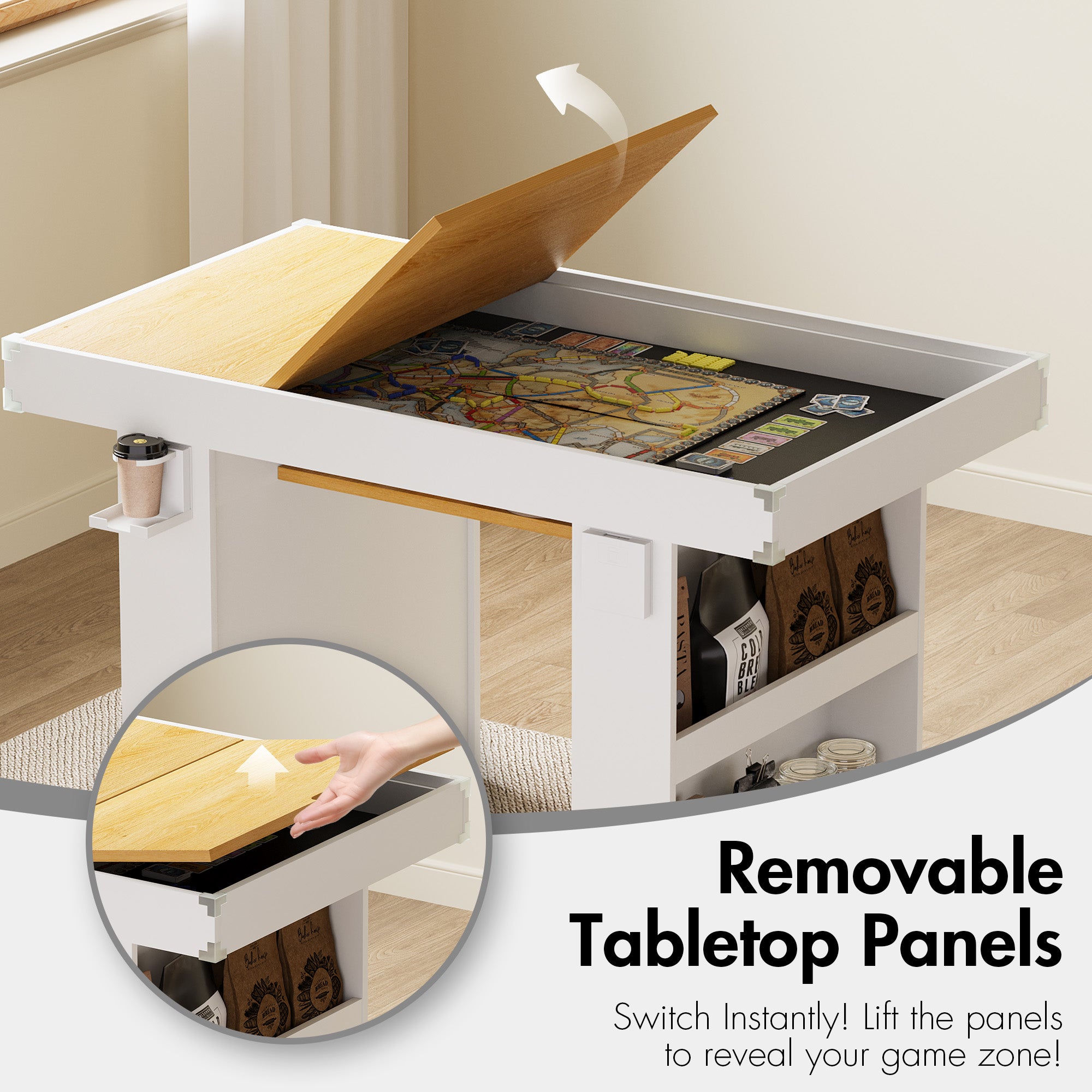 Advwin 2-in-1 Board Game Table with Removable Top
