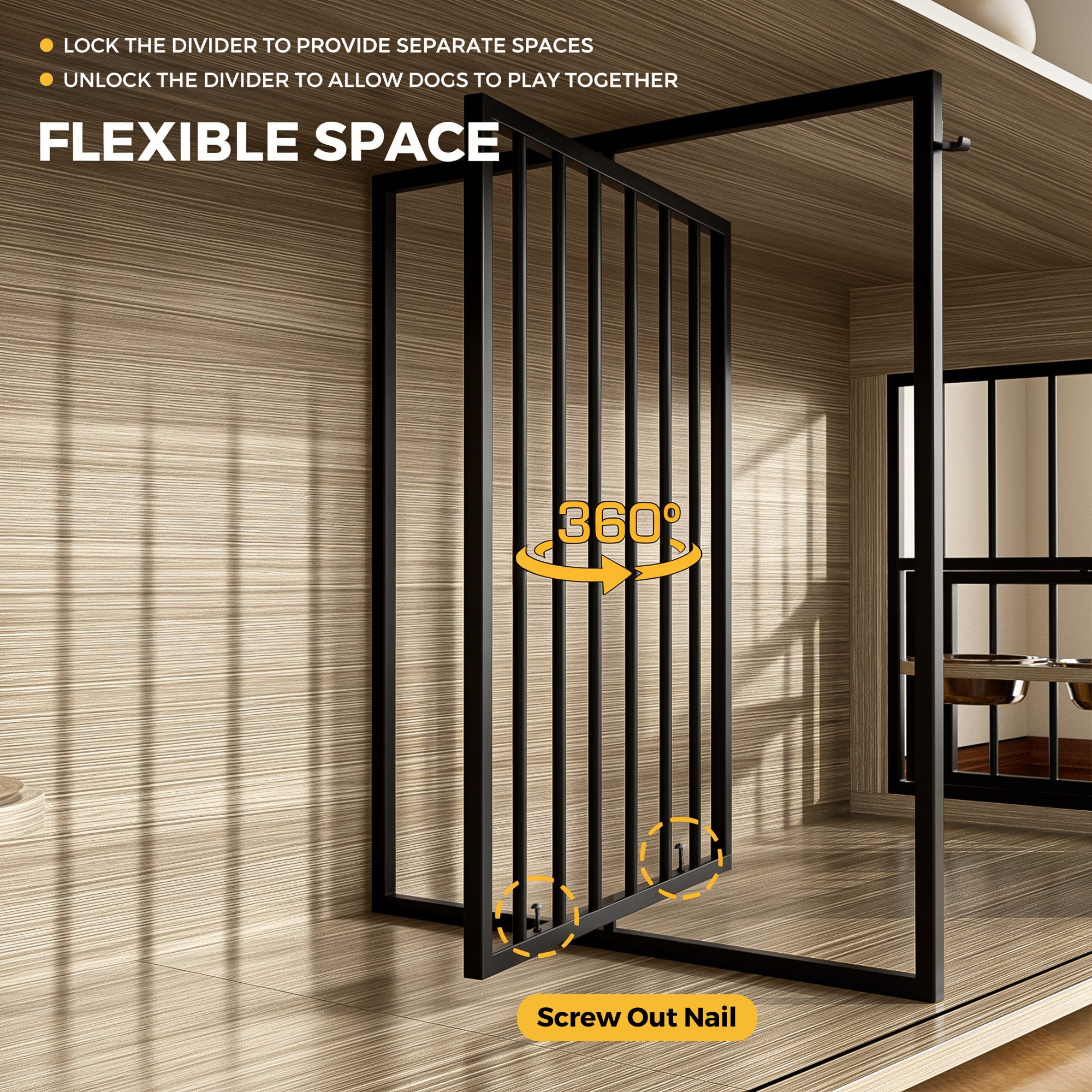 Advwin 63" Double Dog Crate w/Drawers Sliding Doors