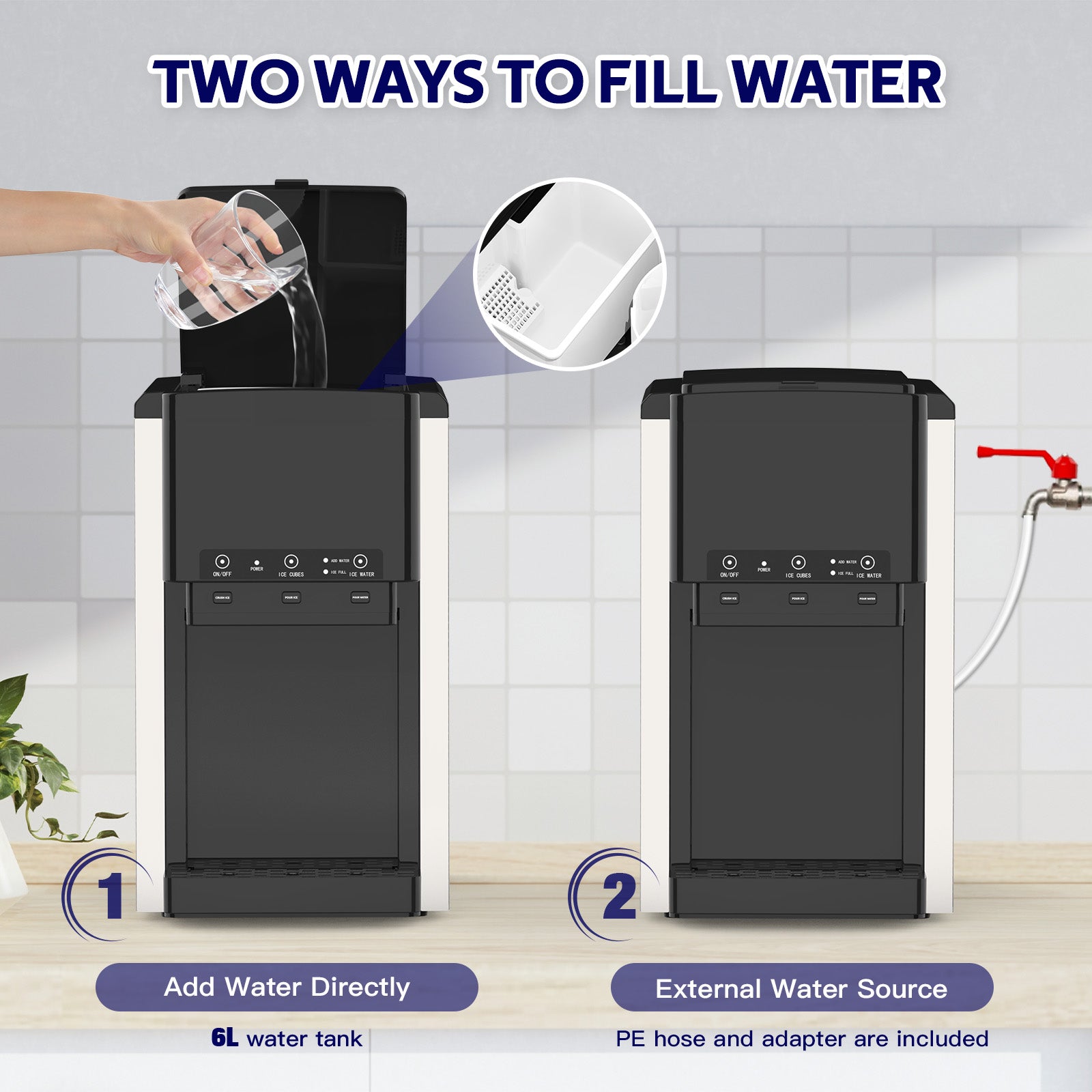 Advwin 3-In-1 Water Dispenser w/Ice Maker Countertop