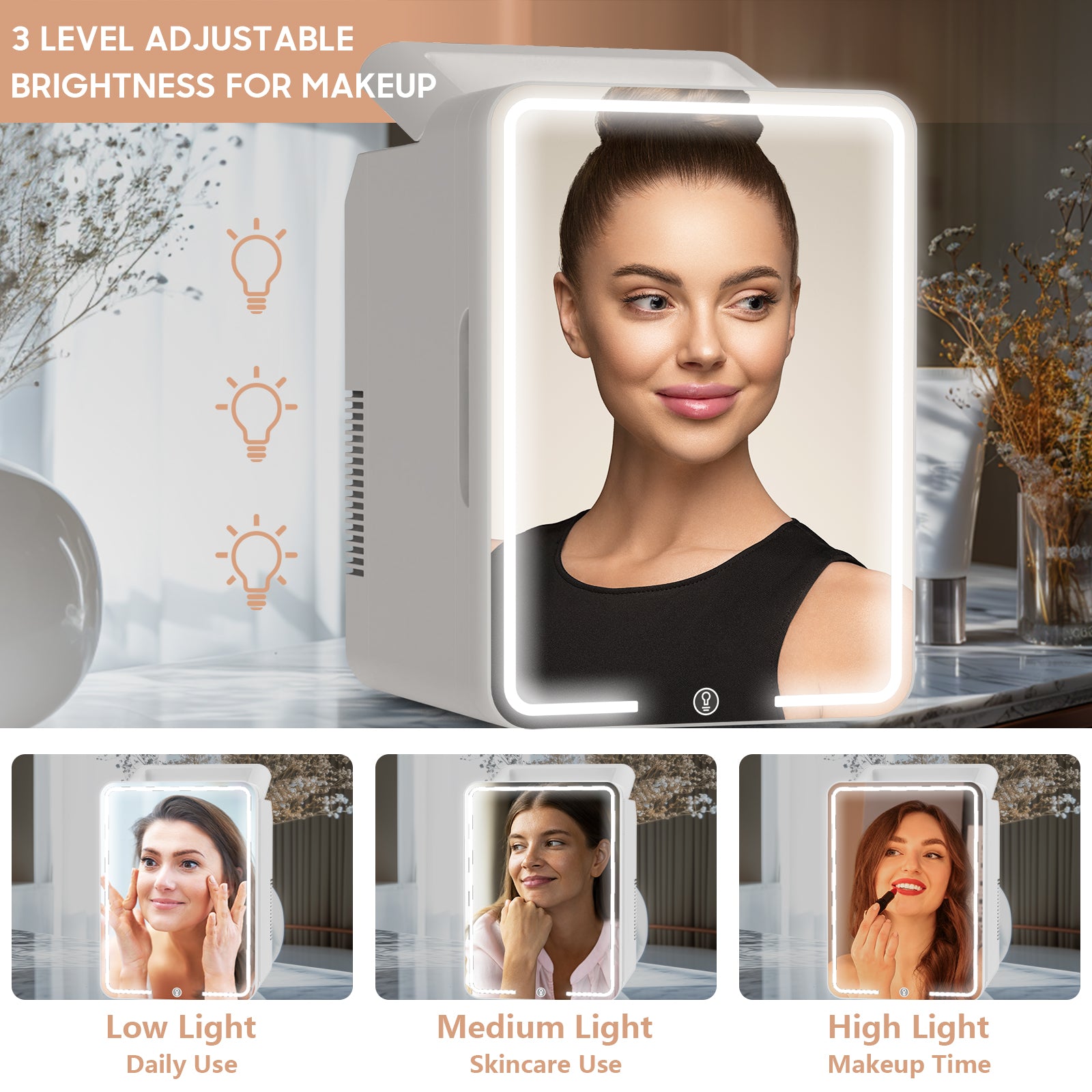 Advwin 12L Mini Fridge with LED Light Mirror