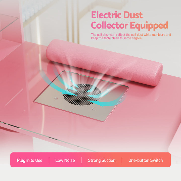 Advwin Glass Table Top Nail Desk w/ Dust Collector