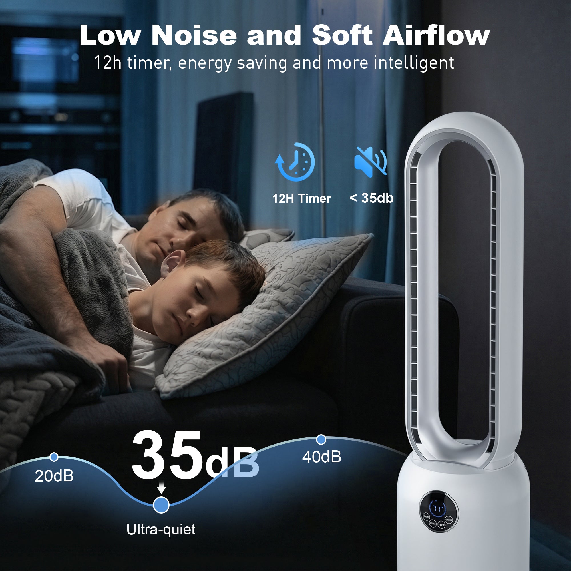 Advwin Upgrated Portable Bladeless Tower Fan
