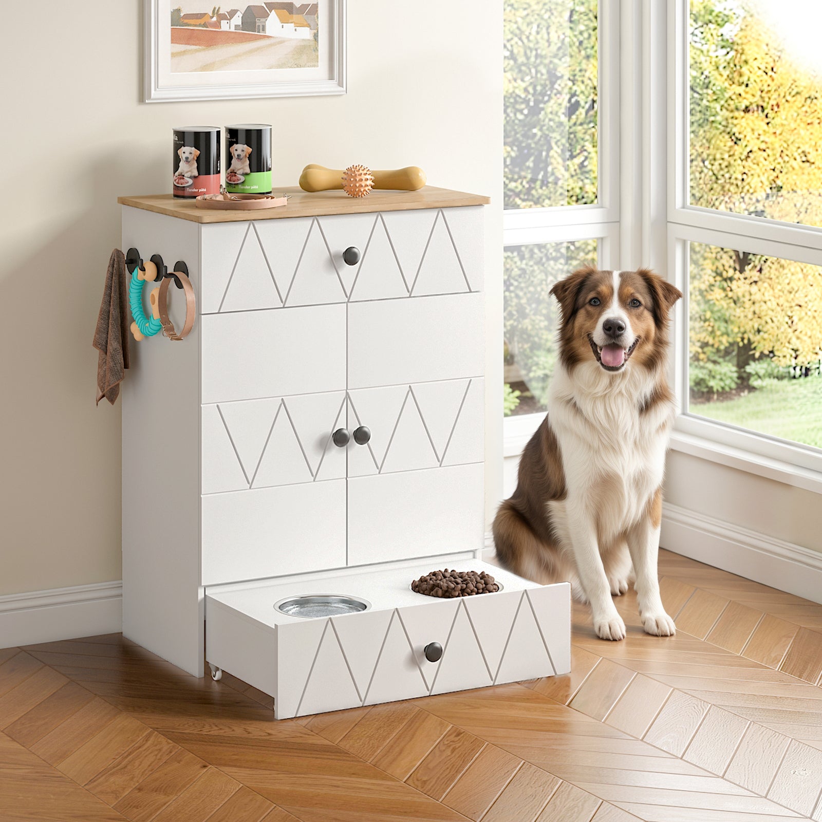 Advwin Pet Feeding Station with Storage