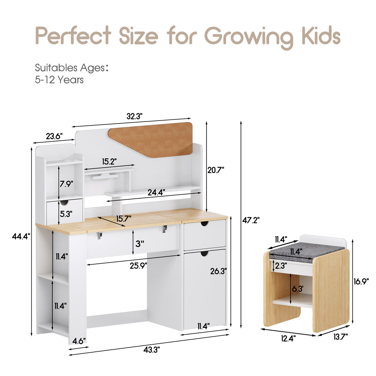 Advwin Multifunctional Kids Desk and Chair Set