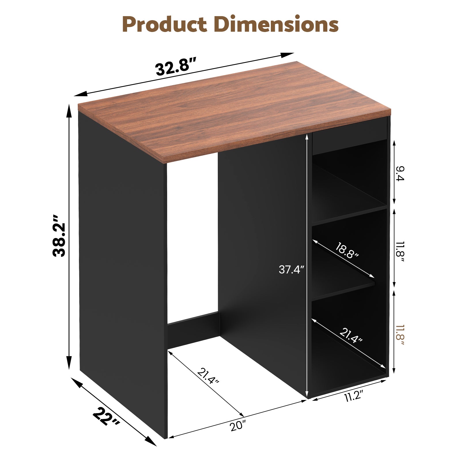 Advwin Coffee Bar Cabinet with Fridge Space