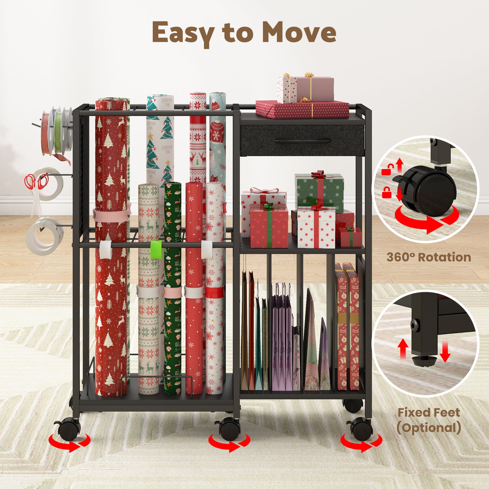 Advwin Wrapping Paper Storage Cart