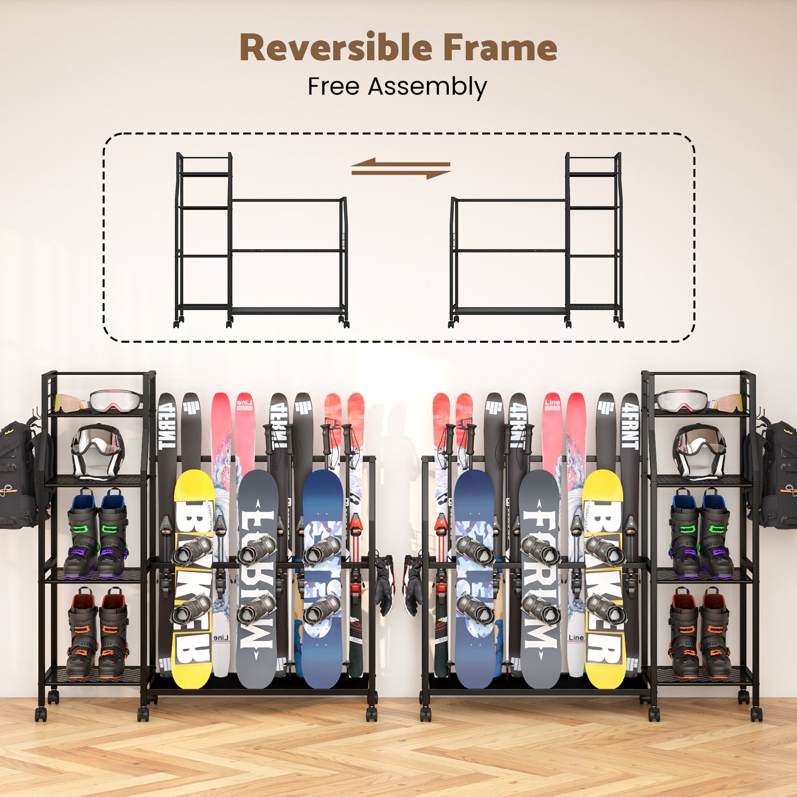 Advwin 4-Tier Freestanding Snowboard Rack